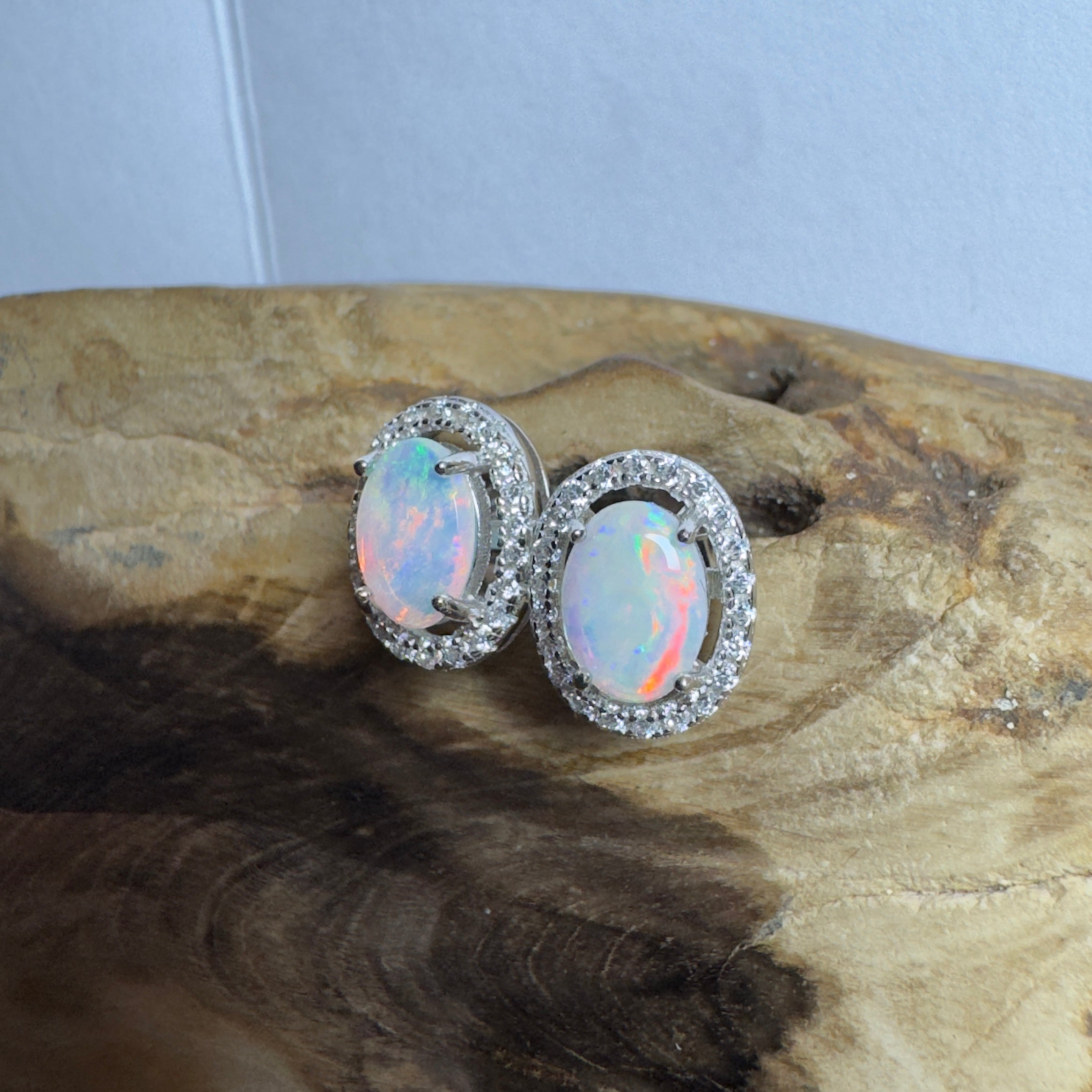 Bell Gorge Glimmer ~ 1.4ct Coober Pedy Opal Sterling Silver Earrings