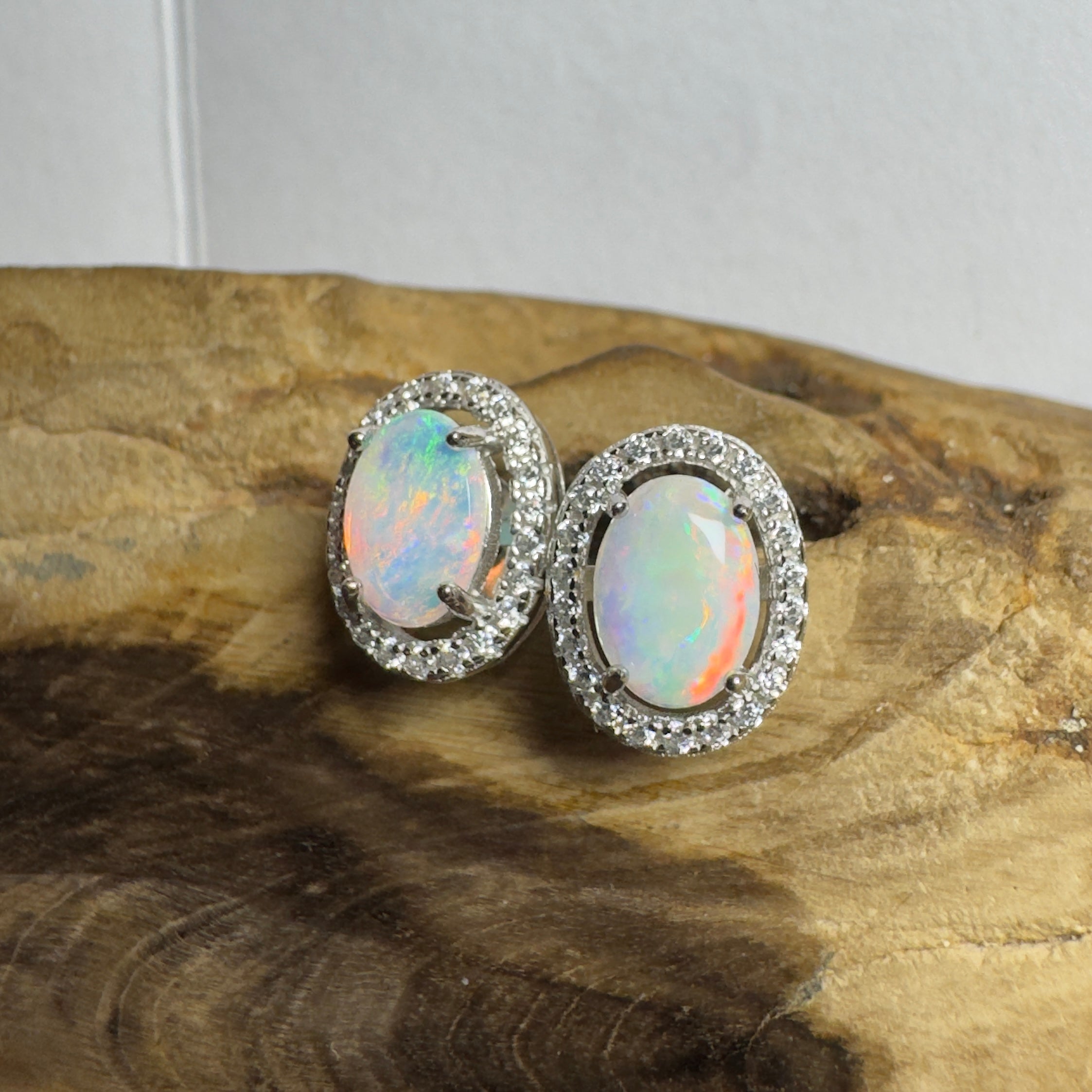 Bell Gorge Glimmer ~ 1.4ct Coober Pedy Opal Sterling Silver Earrings