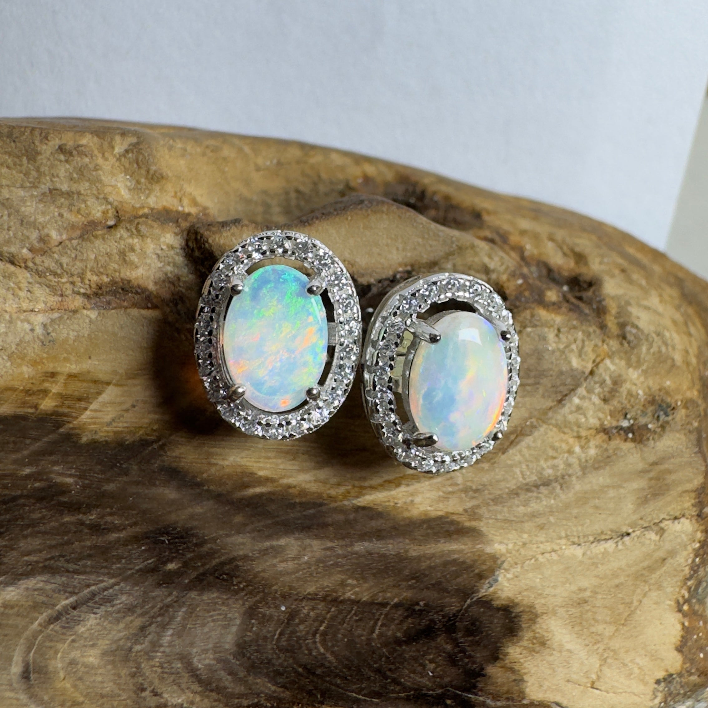 Bell Gorge Glimmer ~ 1.4ct Coober Pedy Opal Sterling Silver Earrings