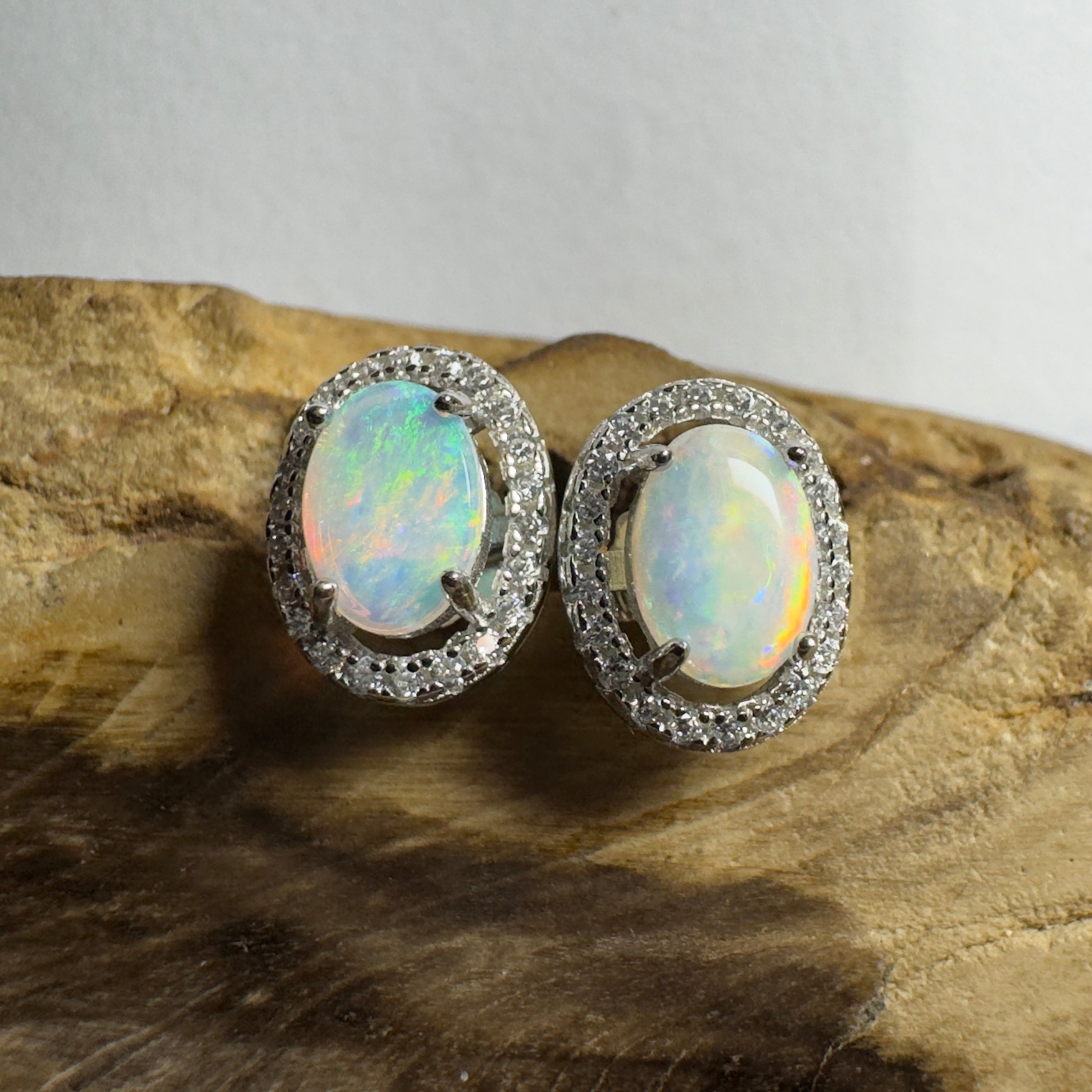 Bell Gorge Glimmer ~ 1.4ct Coober Pedy Opal Sterling Silver Earrings