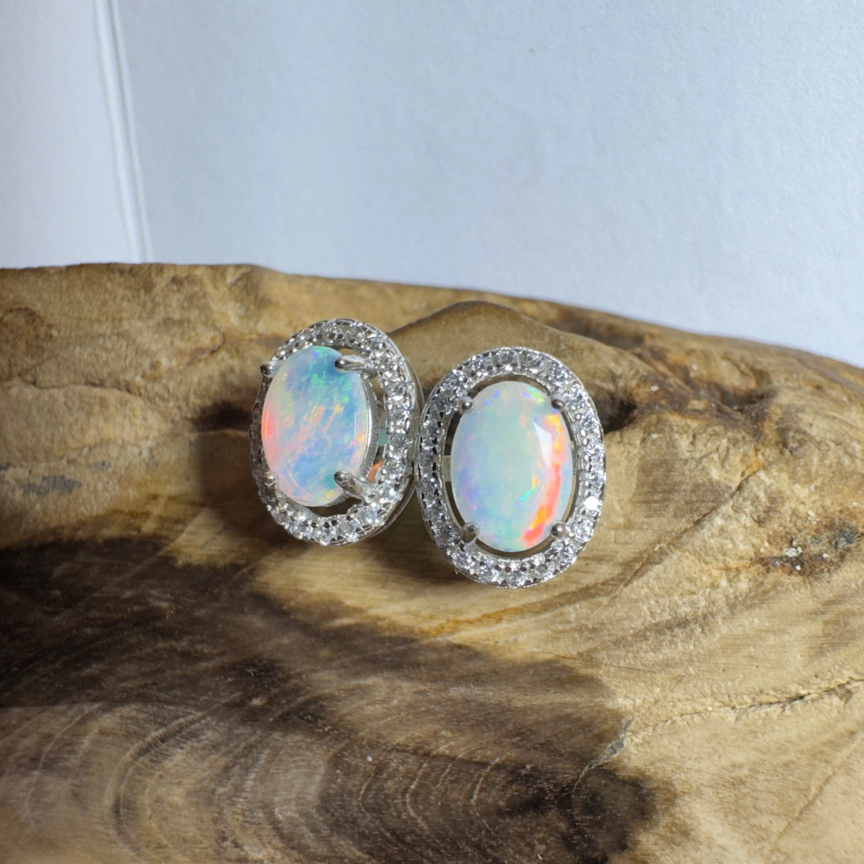 Bell Gorge Glimmer ~ 1.4ct Coober Pedy Opal Sterling Silver Earrings