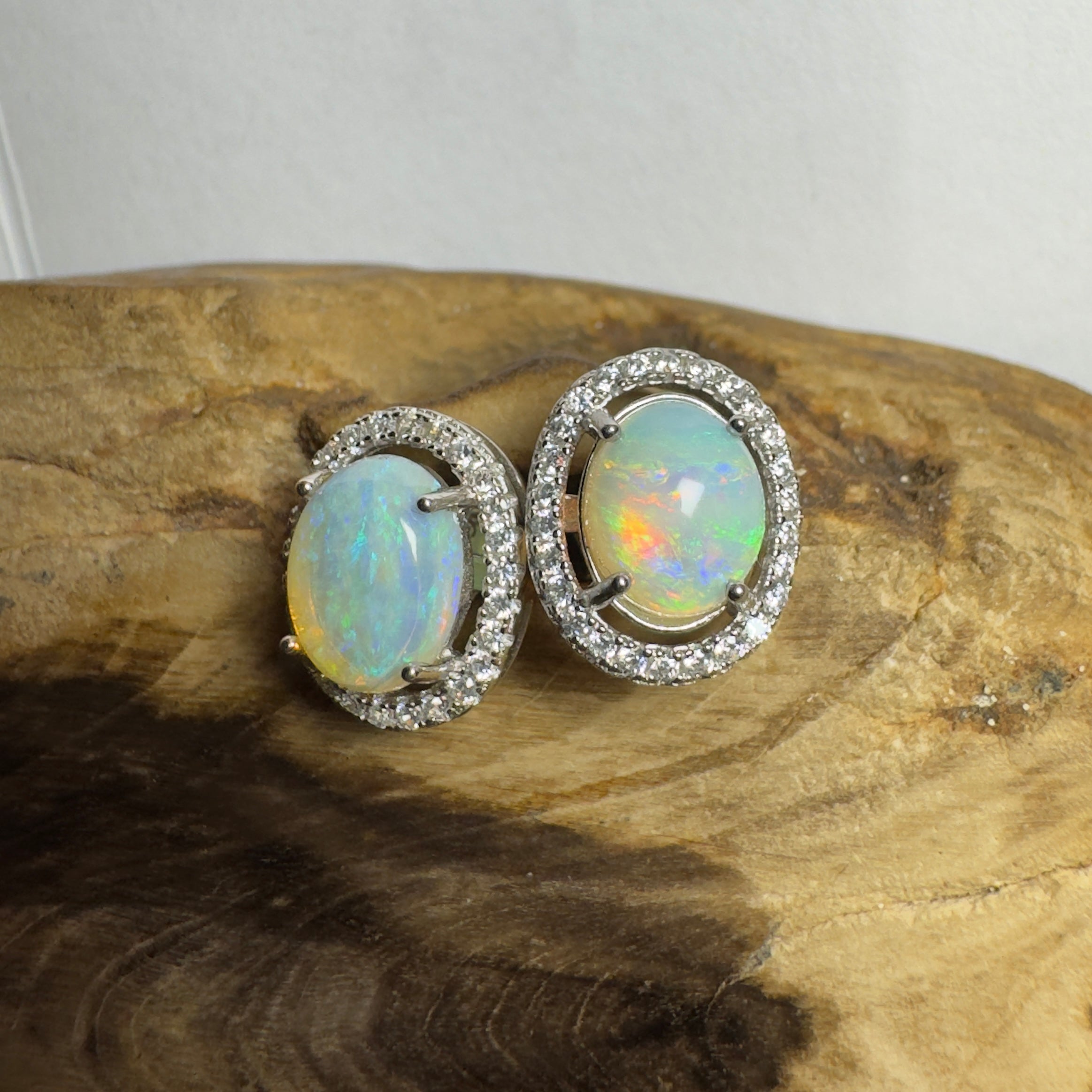Kakadu Spark ~ 1.6ct Coober Pedy Opal Sterling Silver Earrings