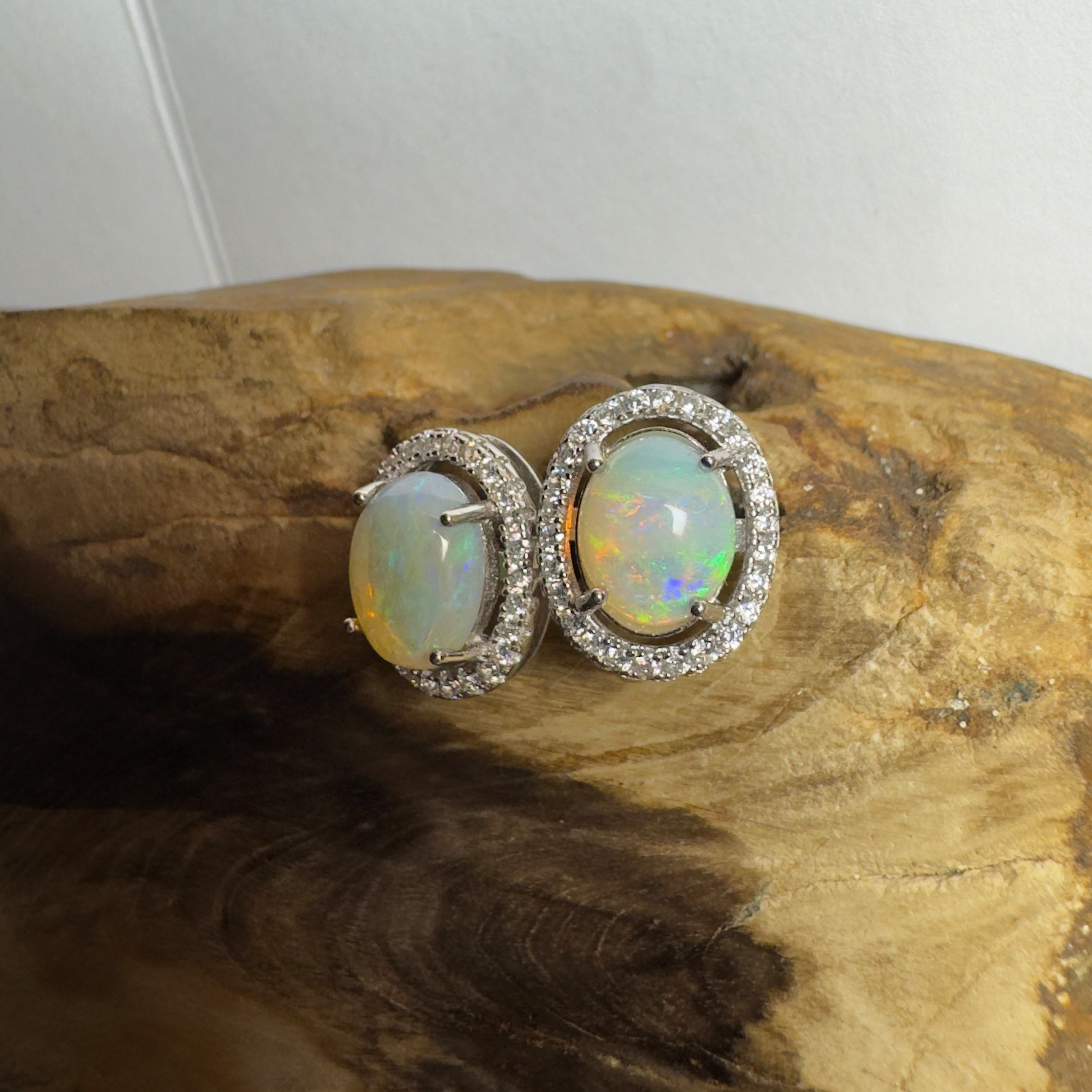 Kakadu Spark ~ 1.6ct Coober Pedy Opal Sterling Silver Earrings