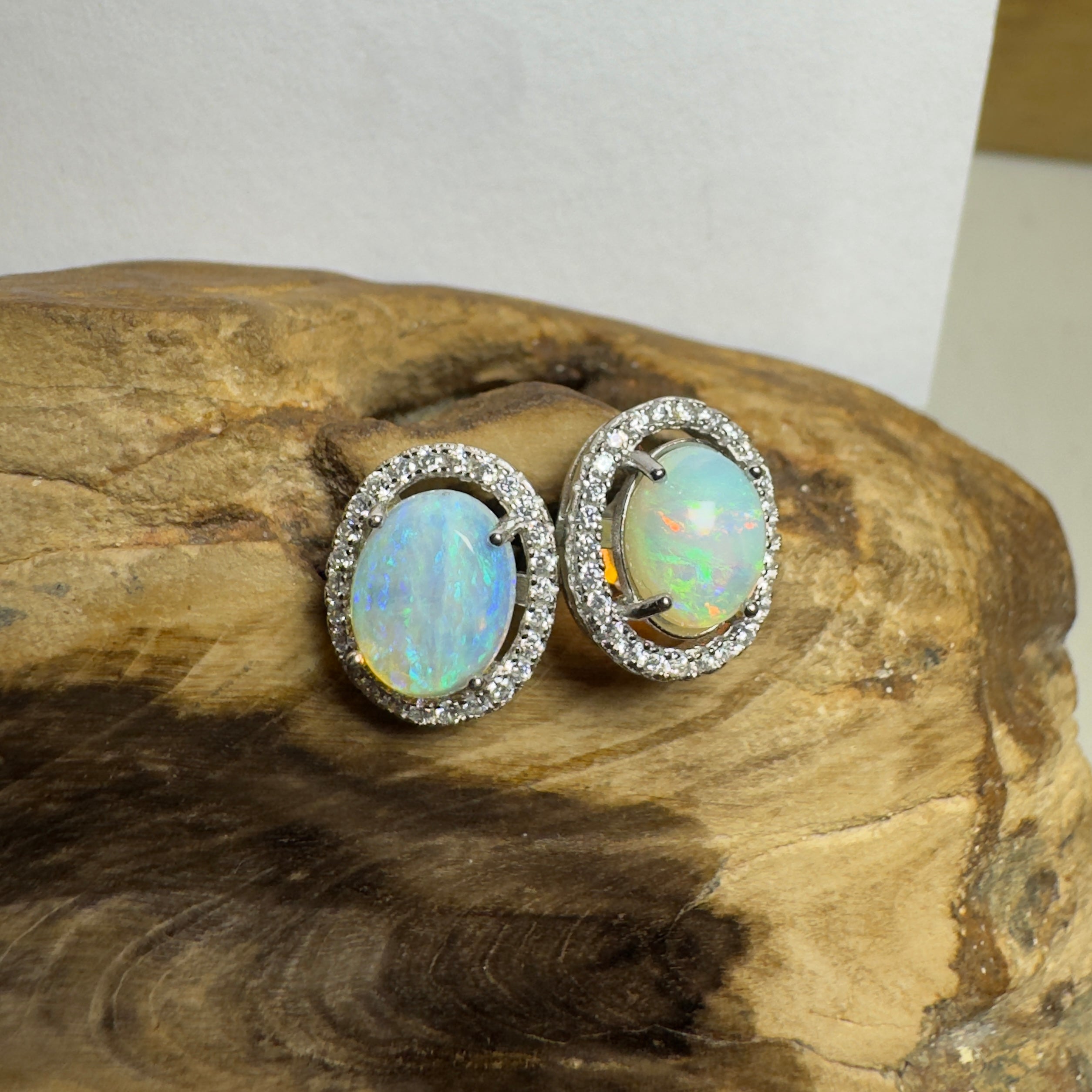 Kakadu Spark ~ 1.6ct Coober Pedy Opal Sterling Silver Earrings