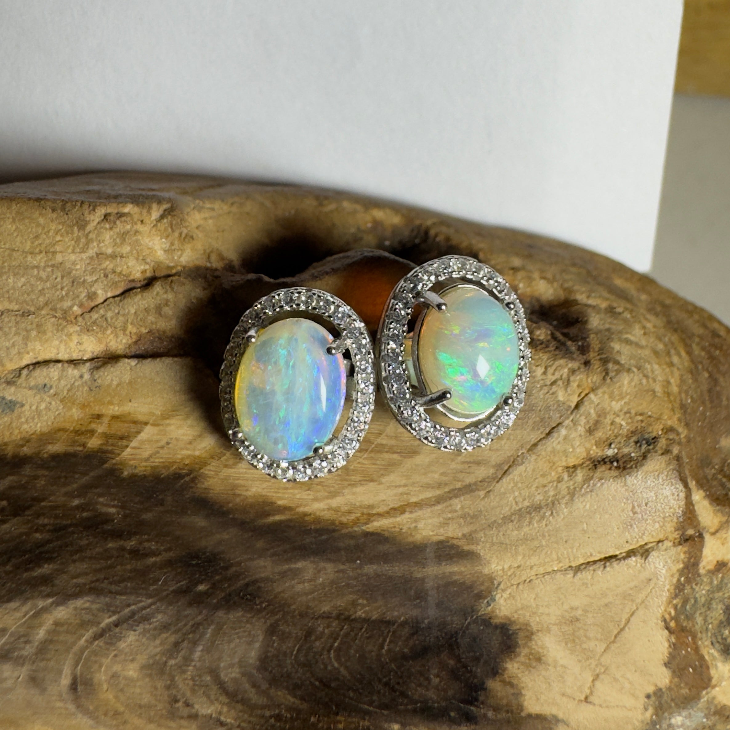 Kakadu Spark ~ 1.6ct Coober Pedy Opal Sterling Silver Earrings