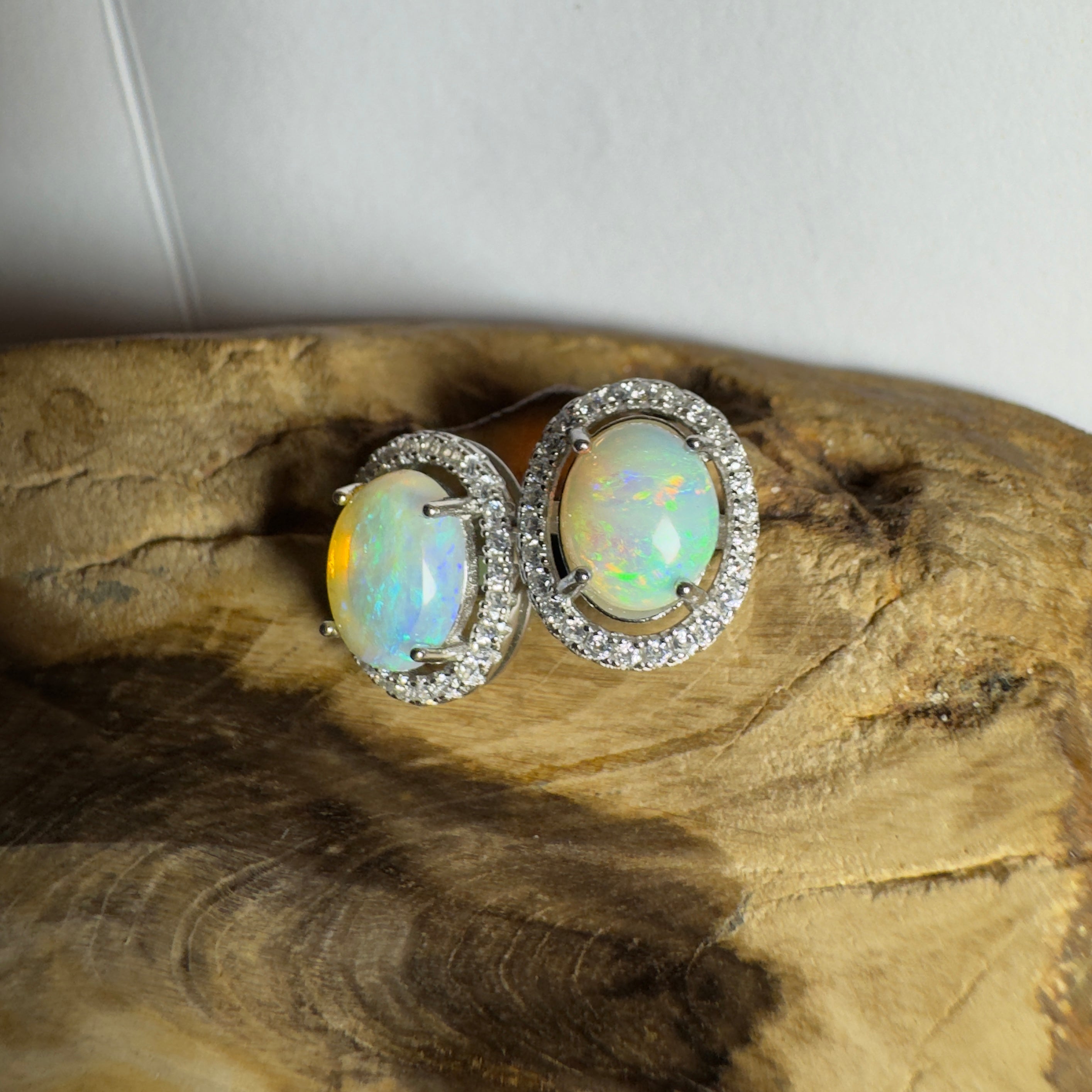 Kakadu Spark ~ 1.6ct Coober Pedy Opal Sterling Silver Earrings