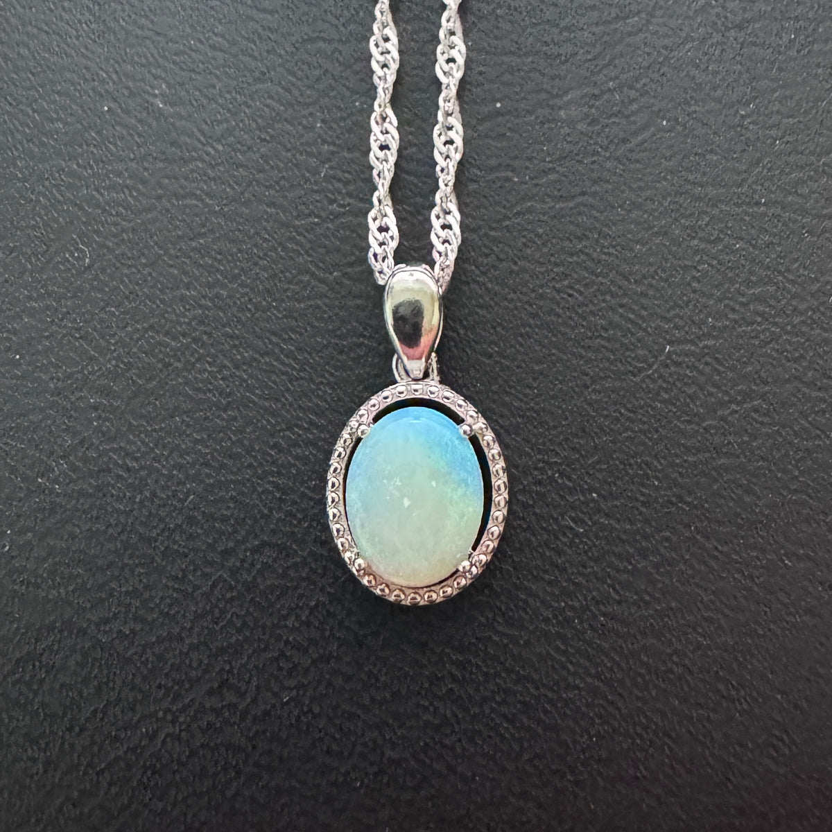 1ct Lightning Ridge Crystal Opal Pendant Necklace ~ 'Coogee Blue' | 925 Sterling Silver | Solid Australian Opal