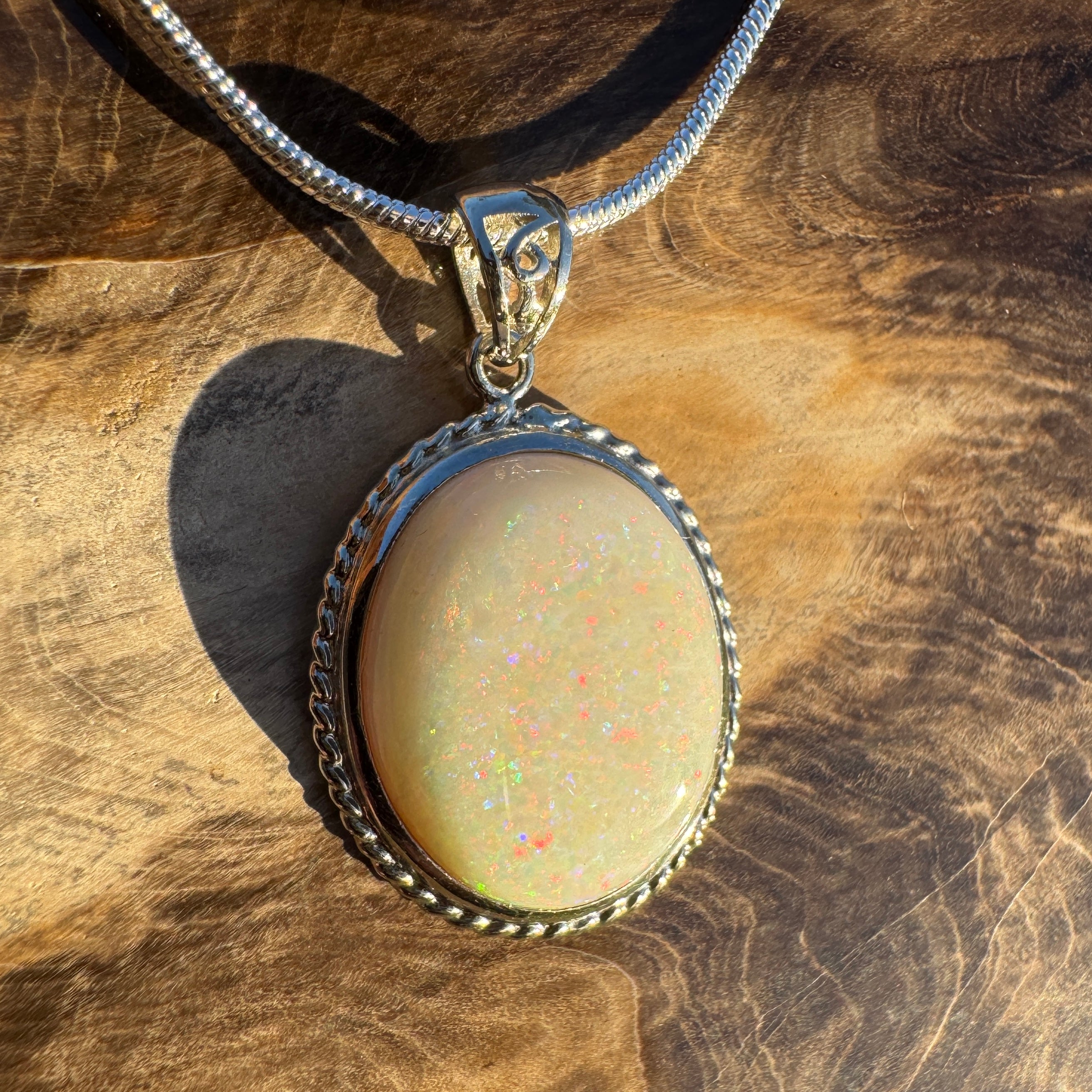 7.2ct Coober Pedy Opal Pendant Necklace ~ 'William Creek Twilight' | 925 Sterling Silver | Solid Australian Opal