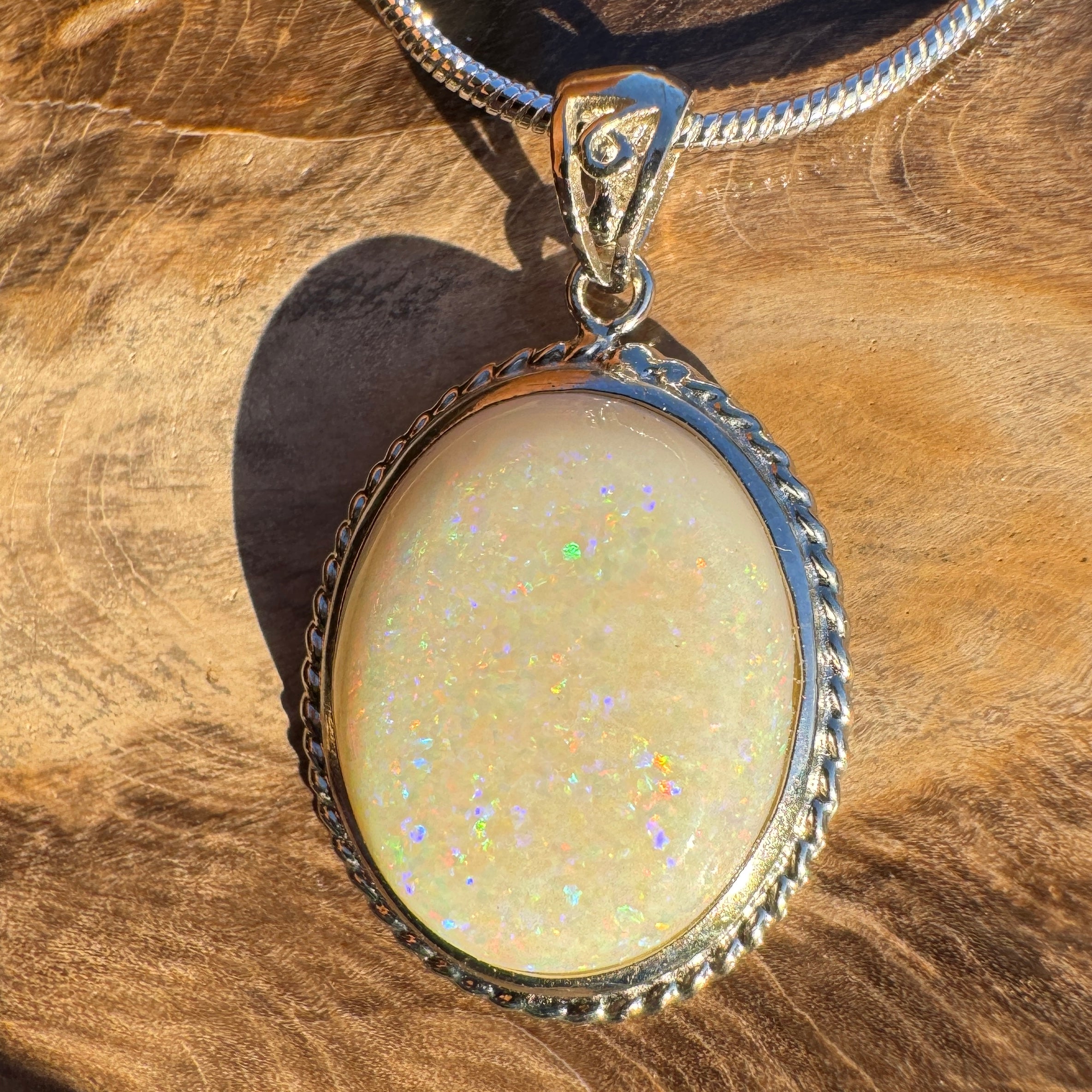 7.2ct Coober Pedy Opal Pendant Necklace ~ 'William Creek Twilight' | 925 Sterling Silver | Solid Australian Opal