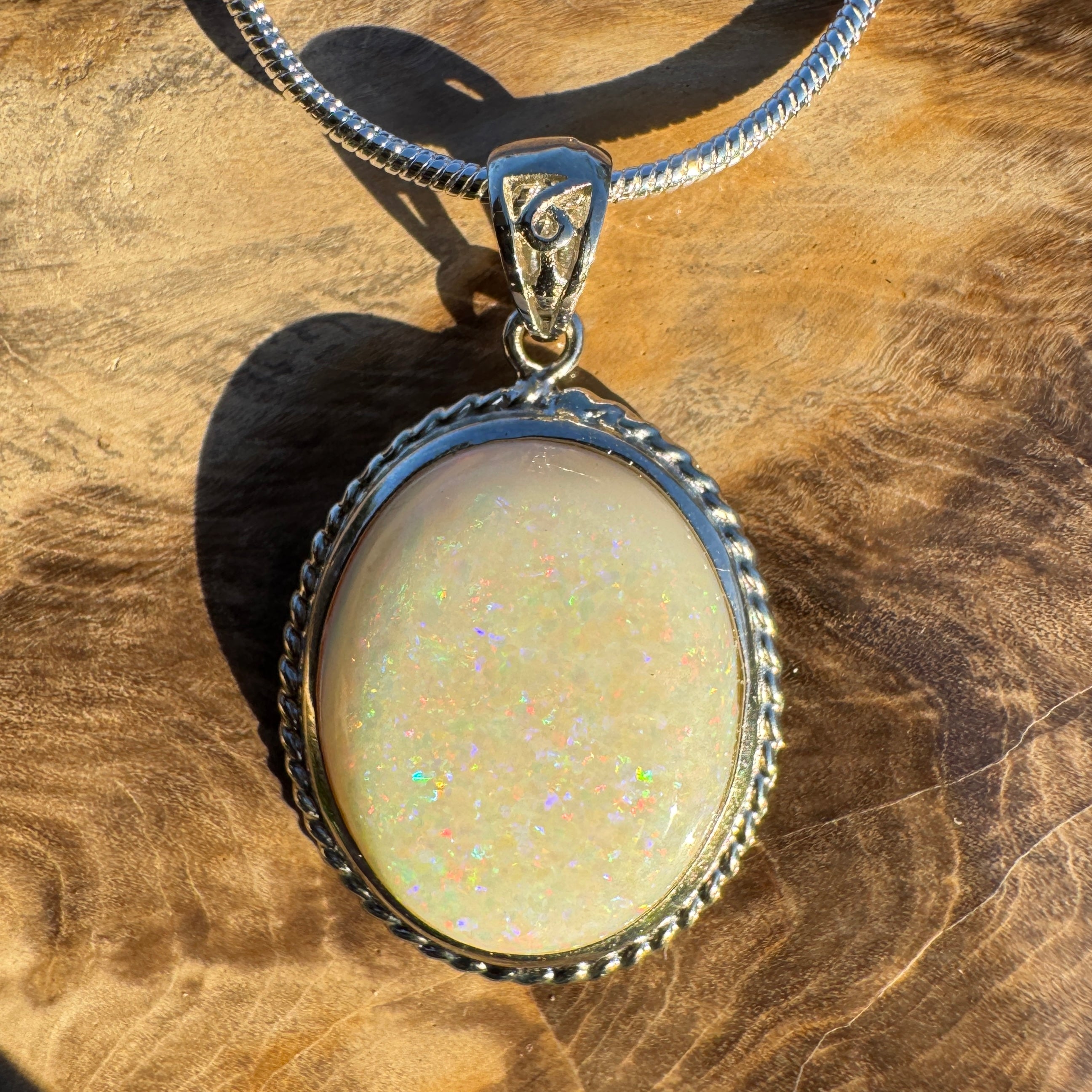 7.2ct Coober Pedy Opal Pendant Necklace ~ 'William Creek Twilight' | 925 Sterling Silver | Solid Australian Opal