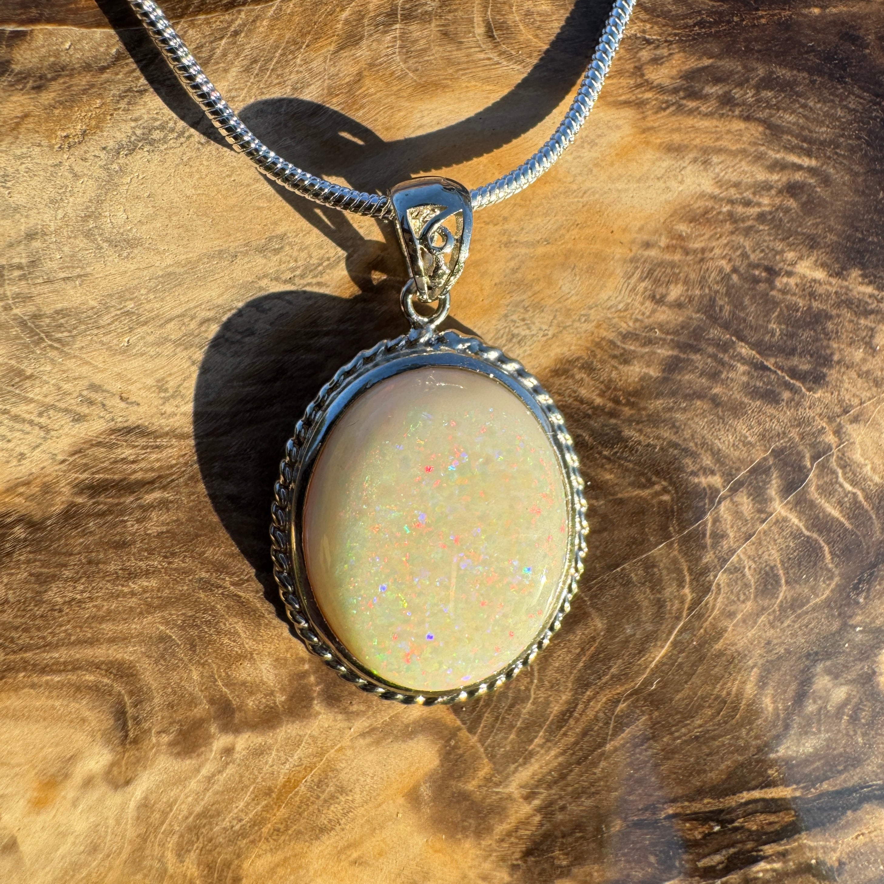 7.2ct Coober Pedy Opal Pendant Necklace ~ 'William Creek Twilight' | 925 Sterling Silver | Solid Australian Opal