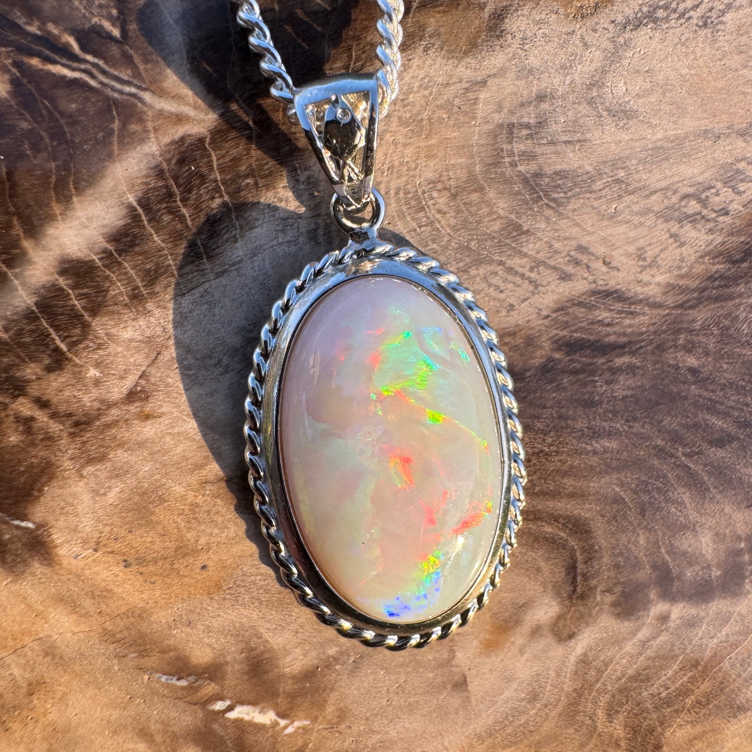 6.4ct Coober Pedy Opal Pendant Necklace ~ 'Oodnadatta Mirage' | 925 Sterling Silver | Solid Australian Opal