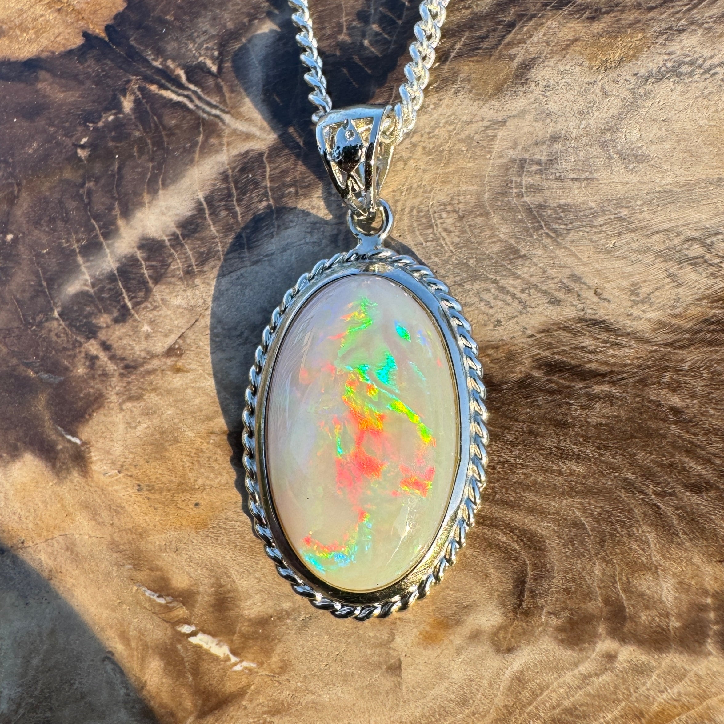 6.4ct Coober Pedy Opal Pendant Necklace ~ 'Oodnadatta Mirage' | 925 Sterling Silver | Solid Australian Opal
