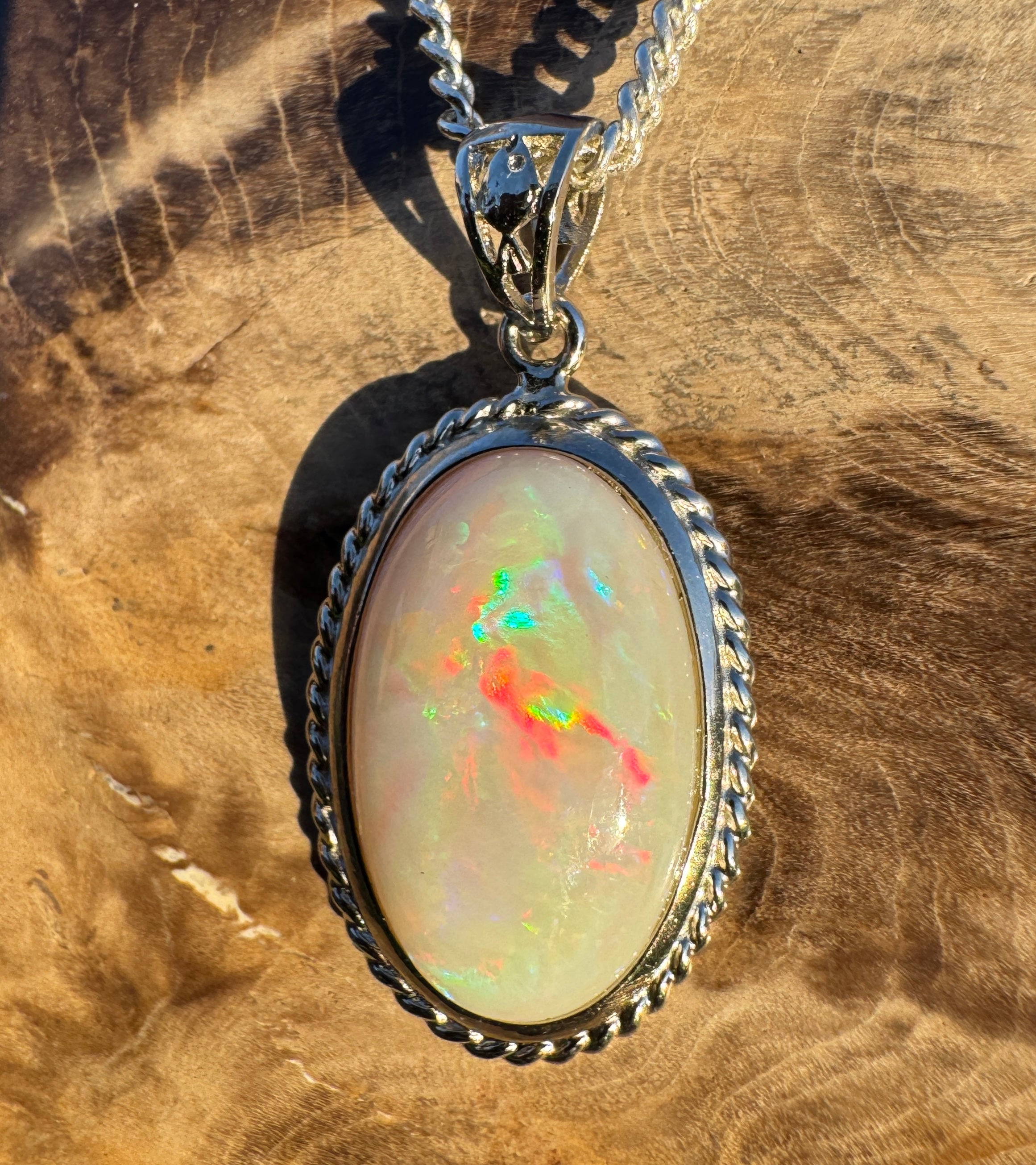 6.4ct Coober Pedy Opal Pendant Necklace ~ 'Oodnadatta Mirage' | 925 Sterling Silver | Solid Australian Opal