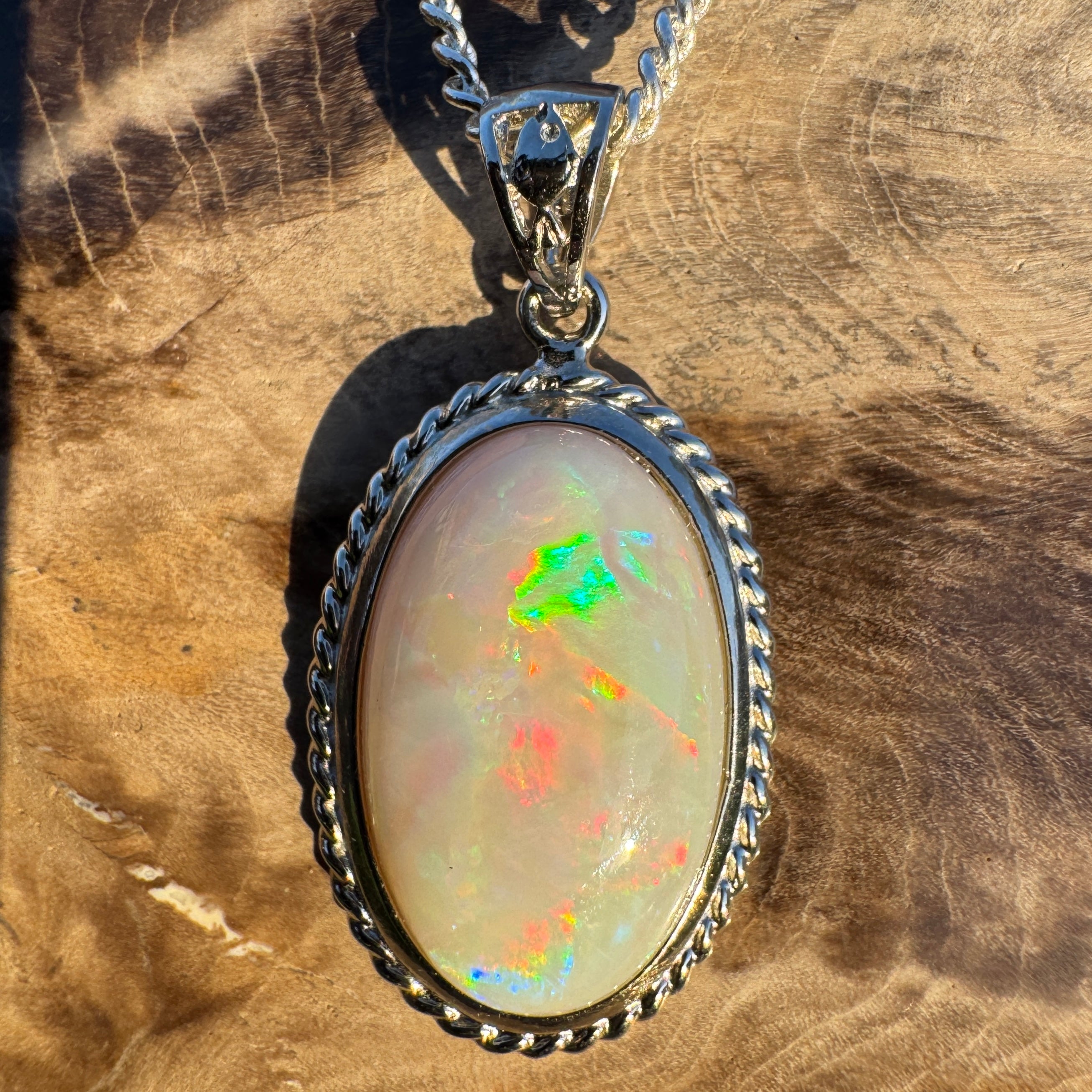 6.4ct Coober Pedy Opal Pendant Necklace ~ 'Oodnadatta Mirage' | 925 Sterling Silver | Solid Australian Opal