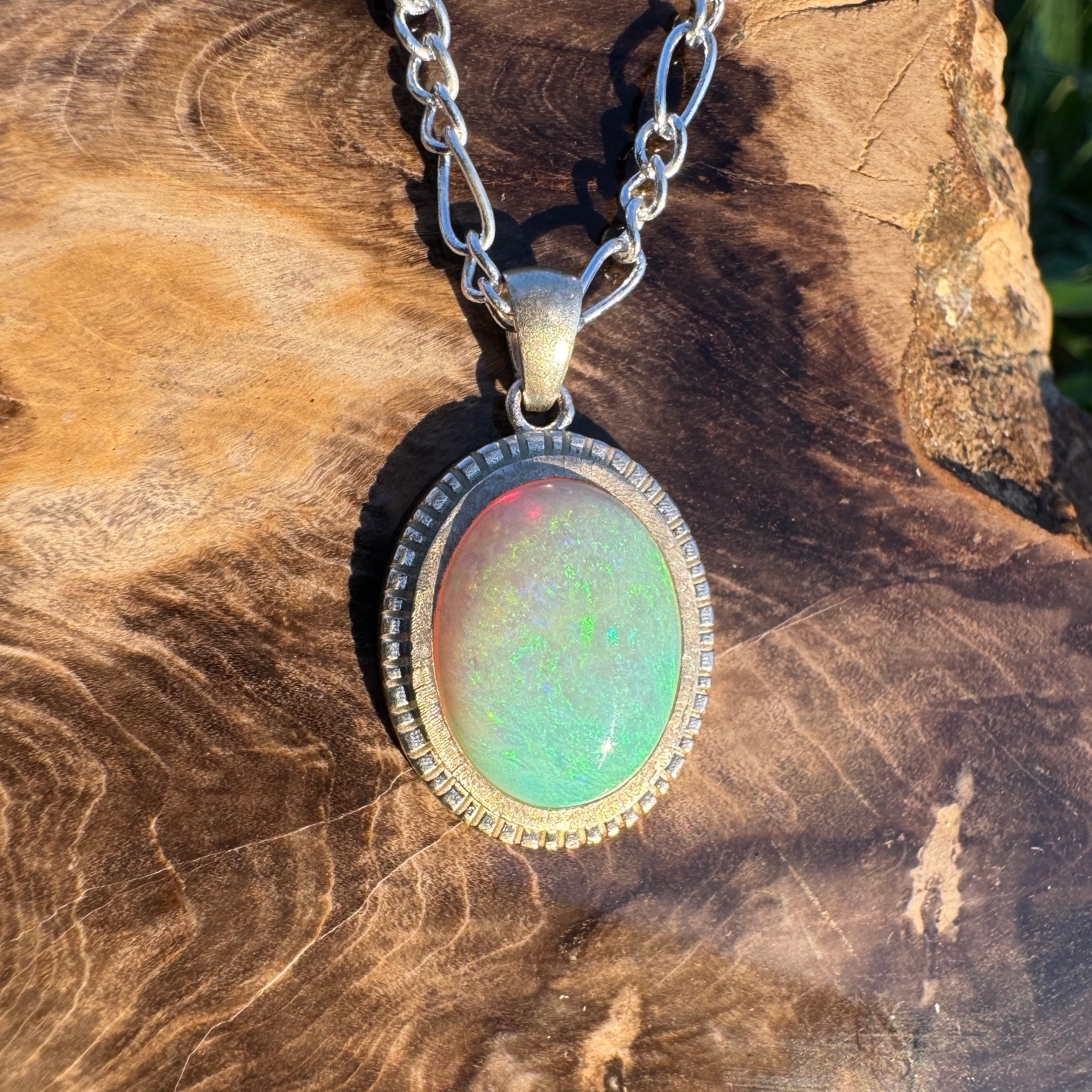 5.2ct Coober Pedy Opal Pendant Necklace ~ 'Kati Thanda Reflection' | 925 Sterling Silver | Solid Australian Opal