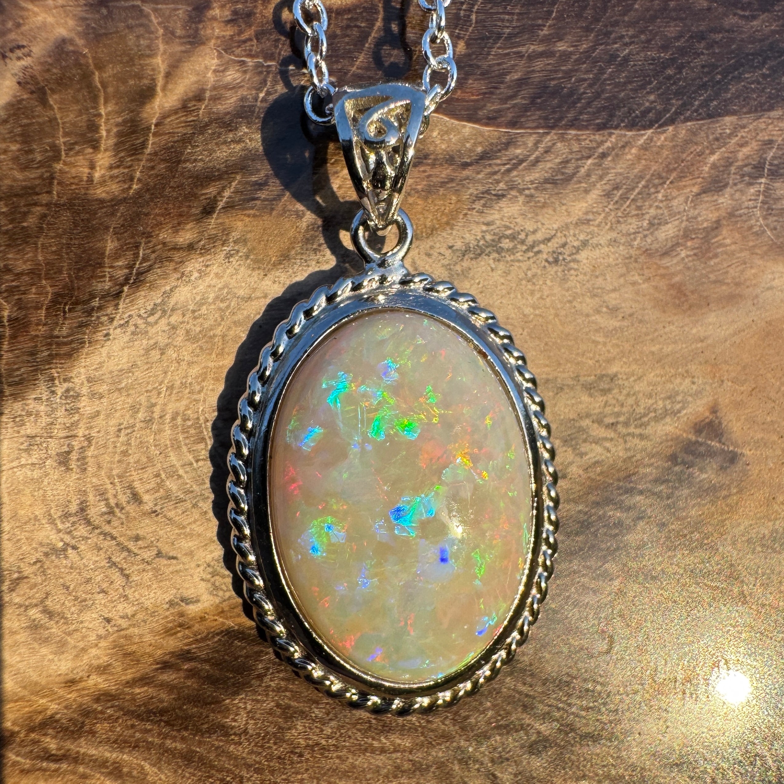 6.5ct Coober Pedy Opal Pendant Necklace ~ 'Painted Desert Dusk' | 925 Sterling Silver | Solid Australian Opal