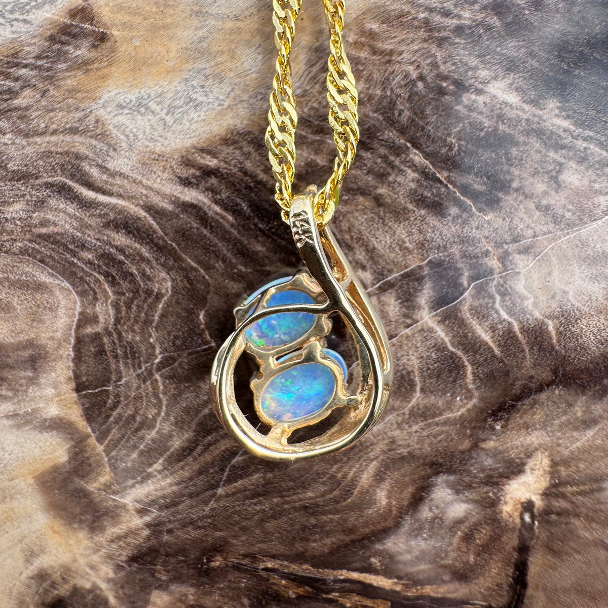0.7ct Lightning Ridge Opal Swirl Pendant Necklace ~ 'Twelve Apostles Swirl' | 14ct Yellow Gold | Solid Australian Opal