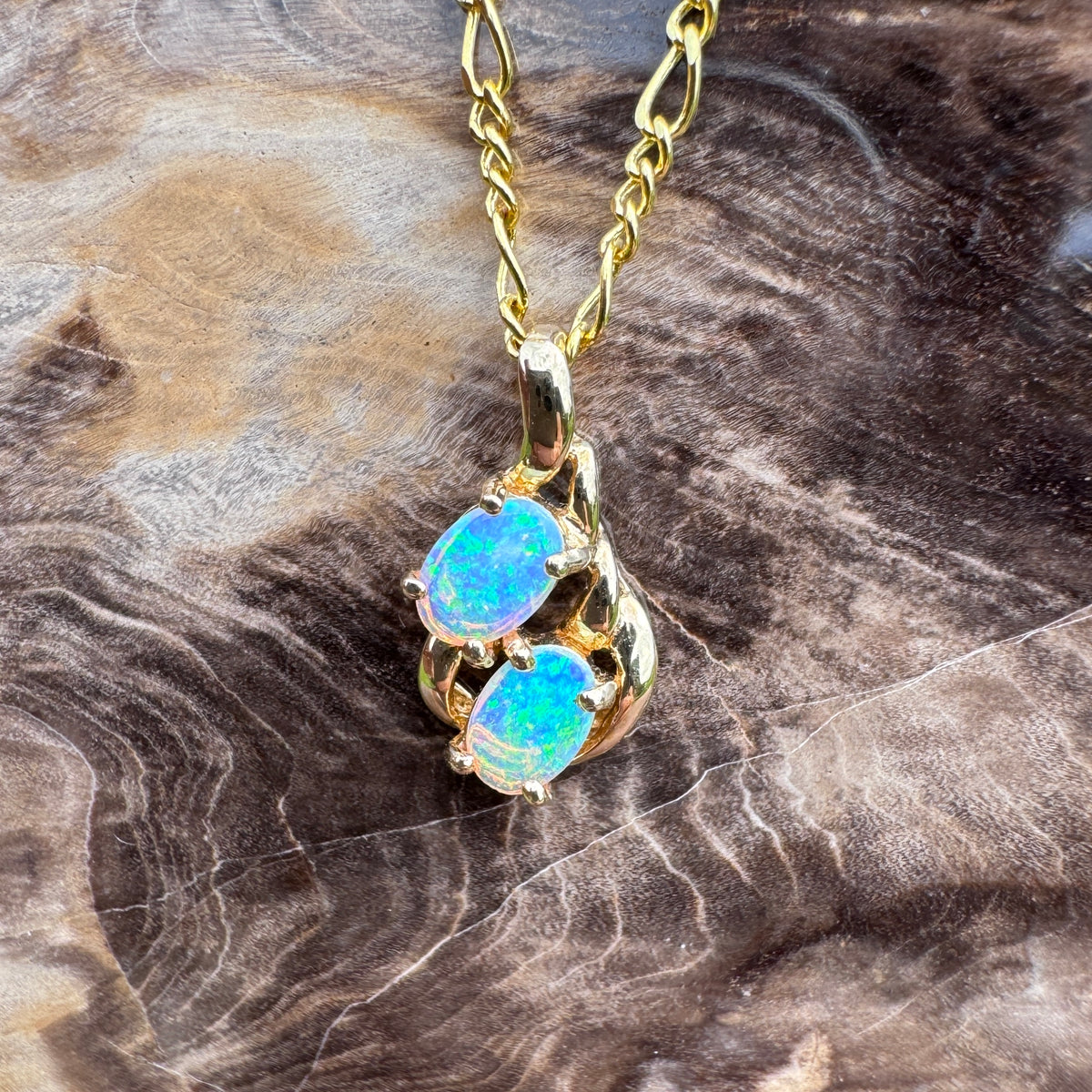 0.6ct Lightning Ridge Opal Swirl Pendant Necklace ~ 'Ningaloo Swirl' | 14ct Yellow Gold | Solid Australian Opal