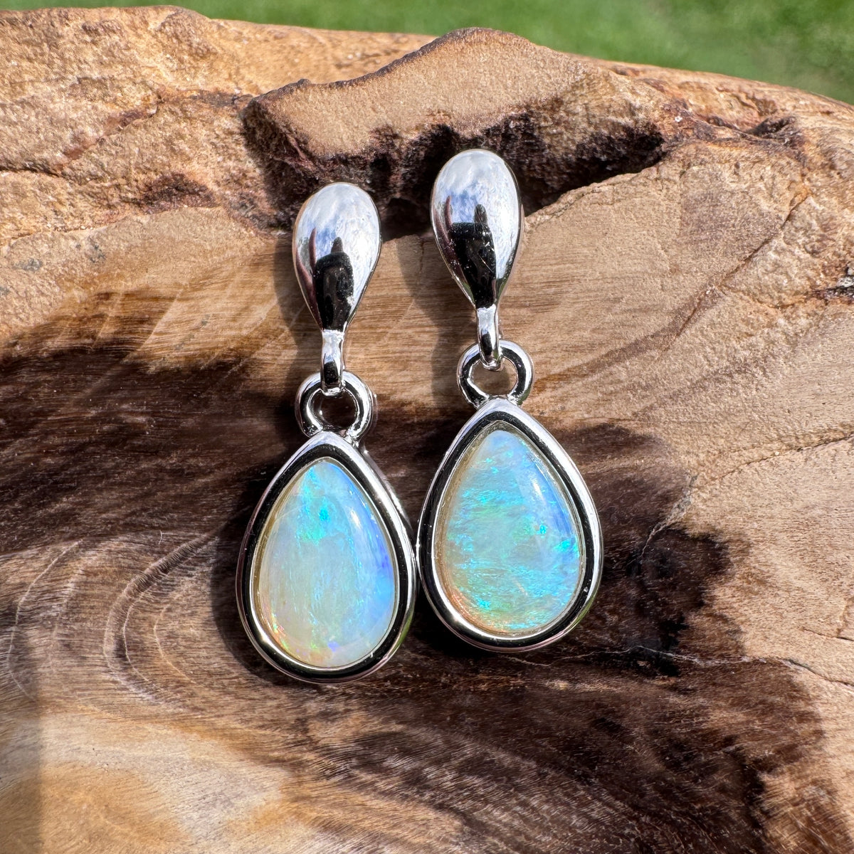 1.7ct Coober Pedy Crystal Opal Stud Drop Earrings ~ 'Rottnest Dew' | 925 Sterling Silver | Solid Australian Opal