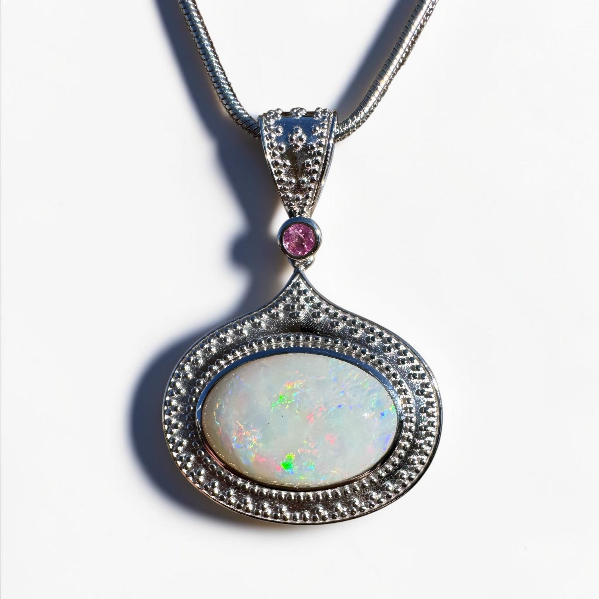 5.5ct Coober Pedy Opal Pendant Necklace ~ 'Kwinana Coast Glow' | 925 Sterling Silver | Solid Australian Opal