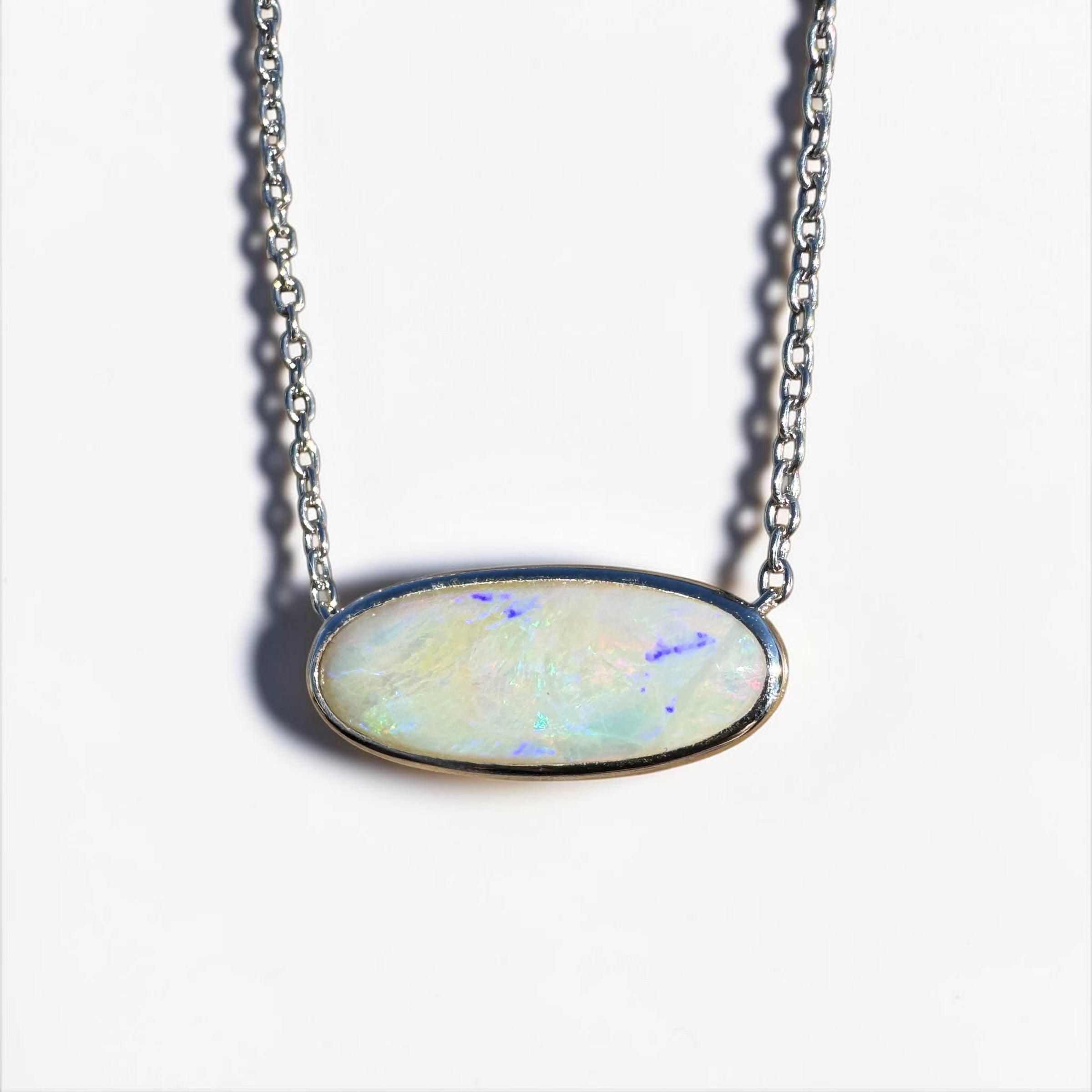 3.6ct Coober Pedy Opal Pendant Necklace ~ 'Nambung Glow' | 925 Sterling Silver | Solid Australian Opal