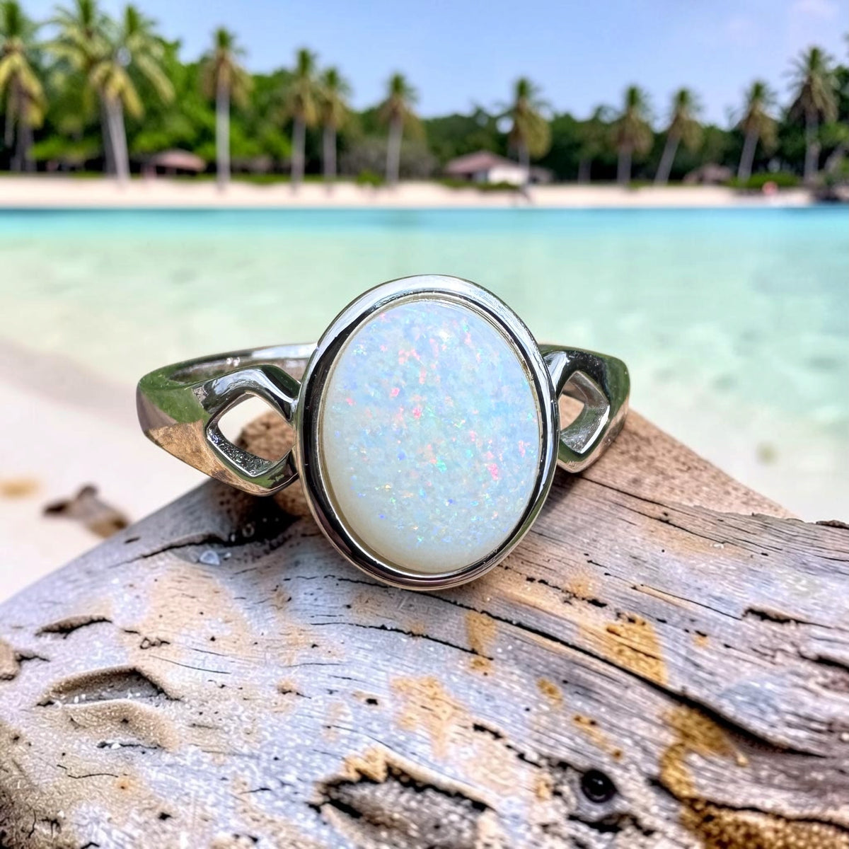 1.9ct Coober Pedy Opal Ring ~ 'Cape Leveque Fire' | 925 Sterling Silver | Solid Australian Opal