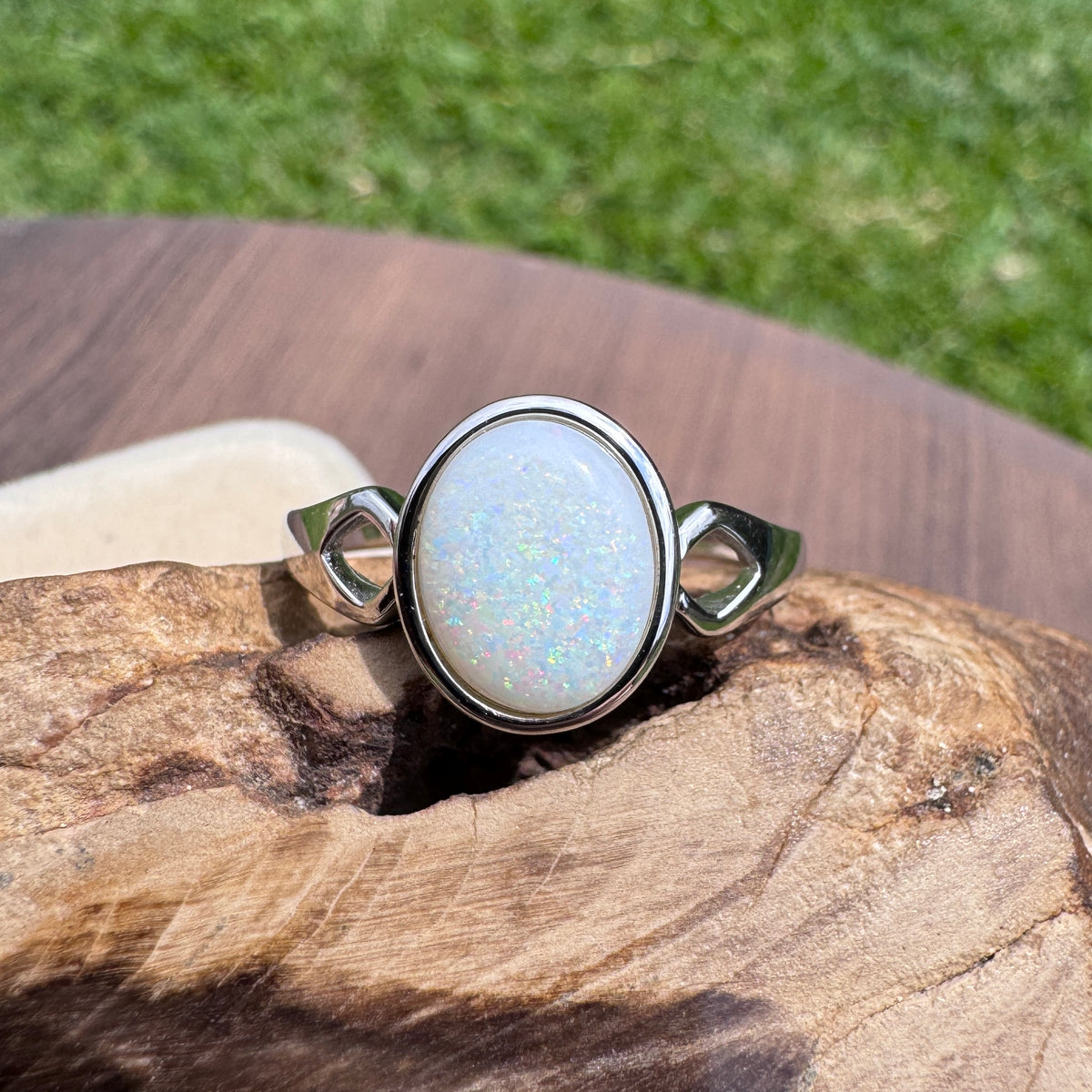 1.9ct Coober Pedy Opal Ring ~ 'Cape Leveque Fire' | 925 Sterling Silver | Solid Australian Opal