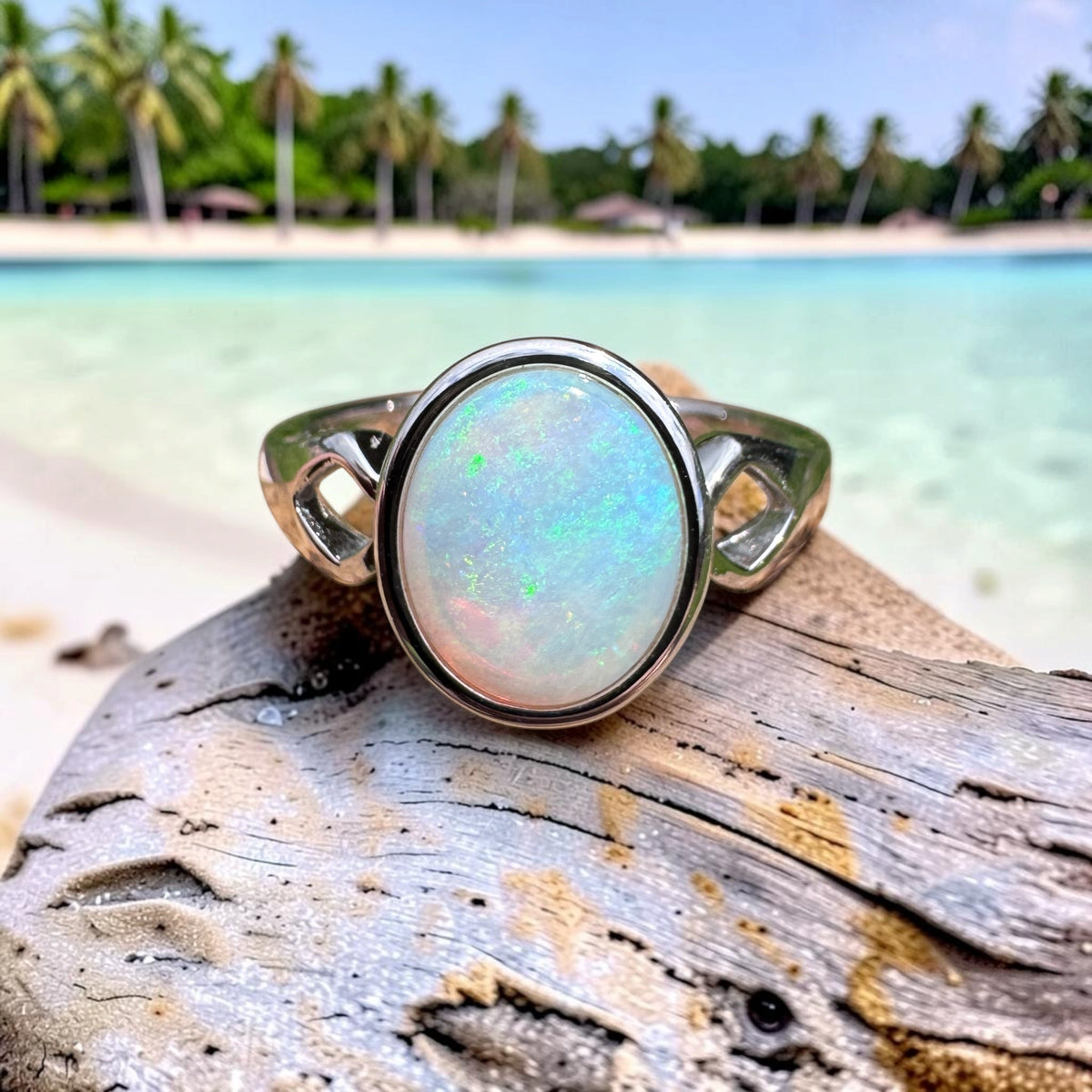 1.8ct Lightning Ridge Opal Ring ~ 'Shell Beach Blues' | 925 Sterling Silver | Solid Australian Opal