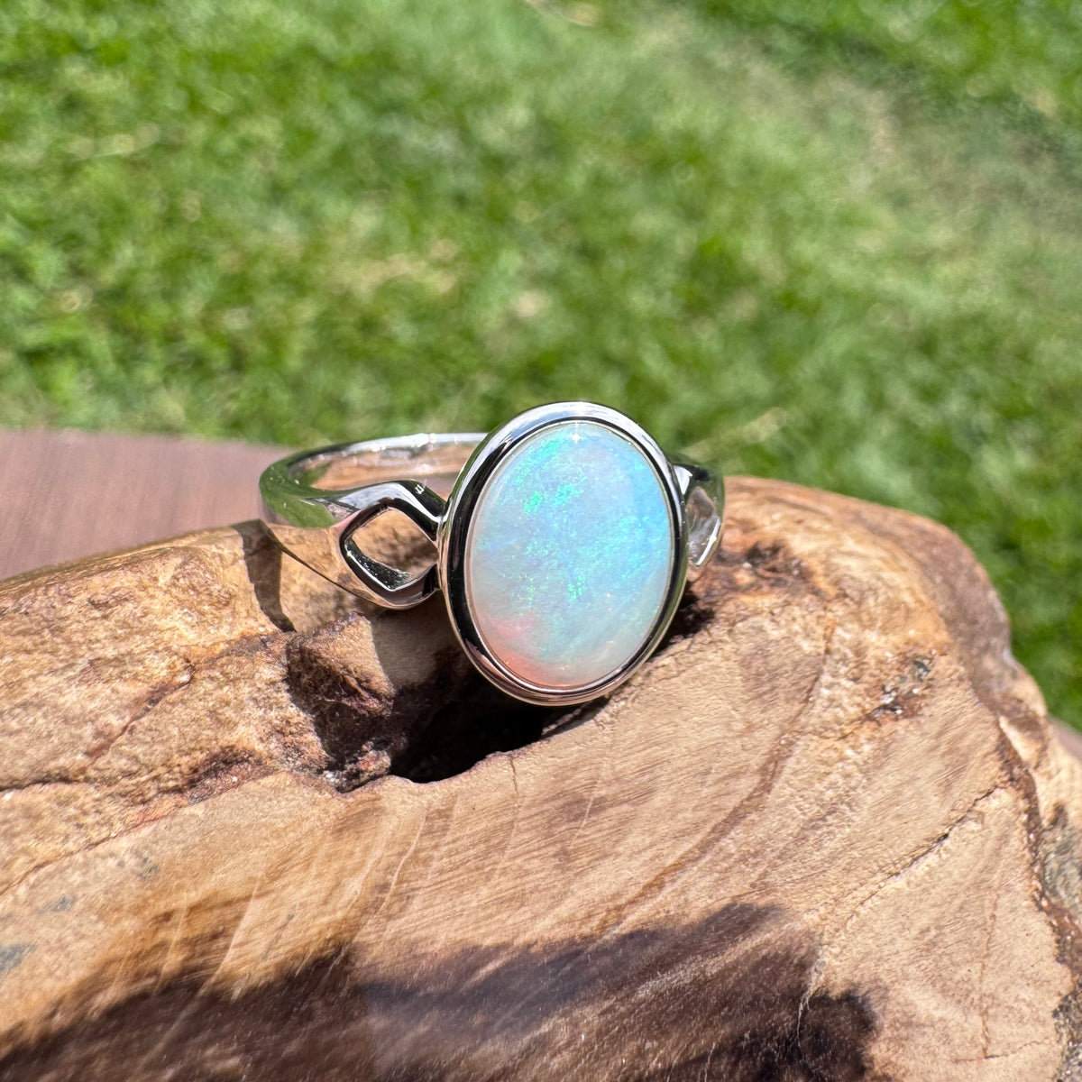 1.8ct Lightning Ridge Opal Ring ~ 'Shell Beach Blues' | 925 Sterling Silver | Solid Australian Opal