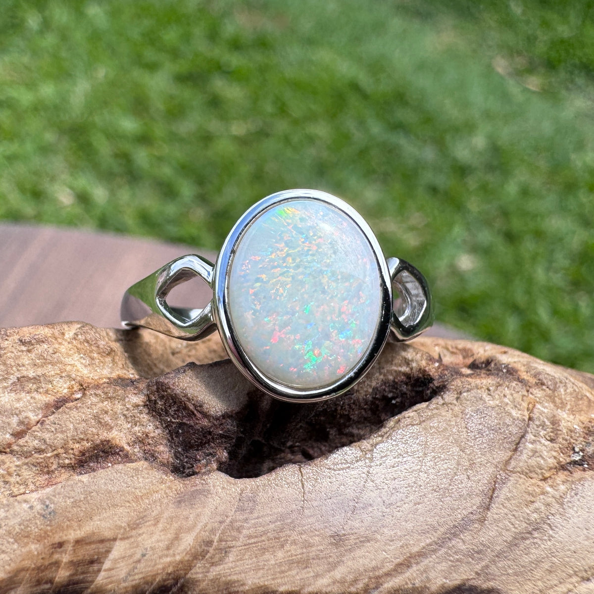 1.9ct Coober Pedy Opal Ring ~ 'Bicheno Fire' | 925 Sterling Silver | Solid Australian Opal