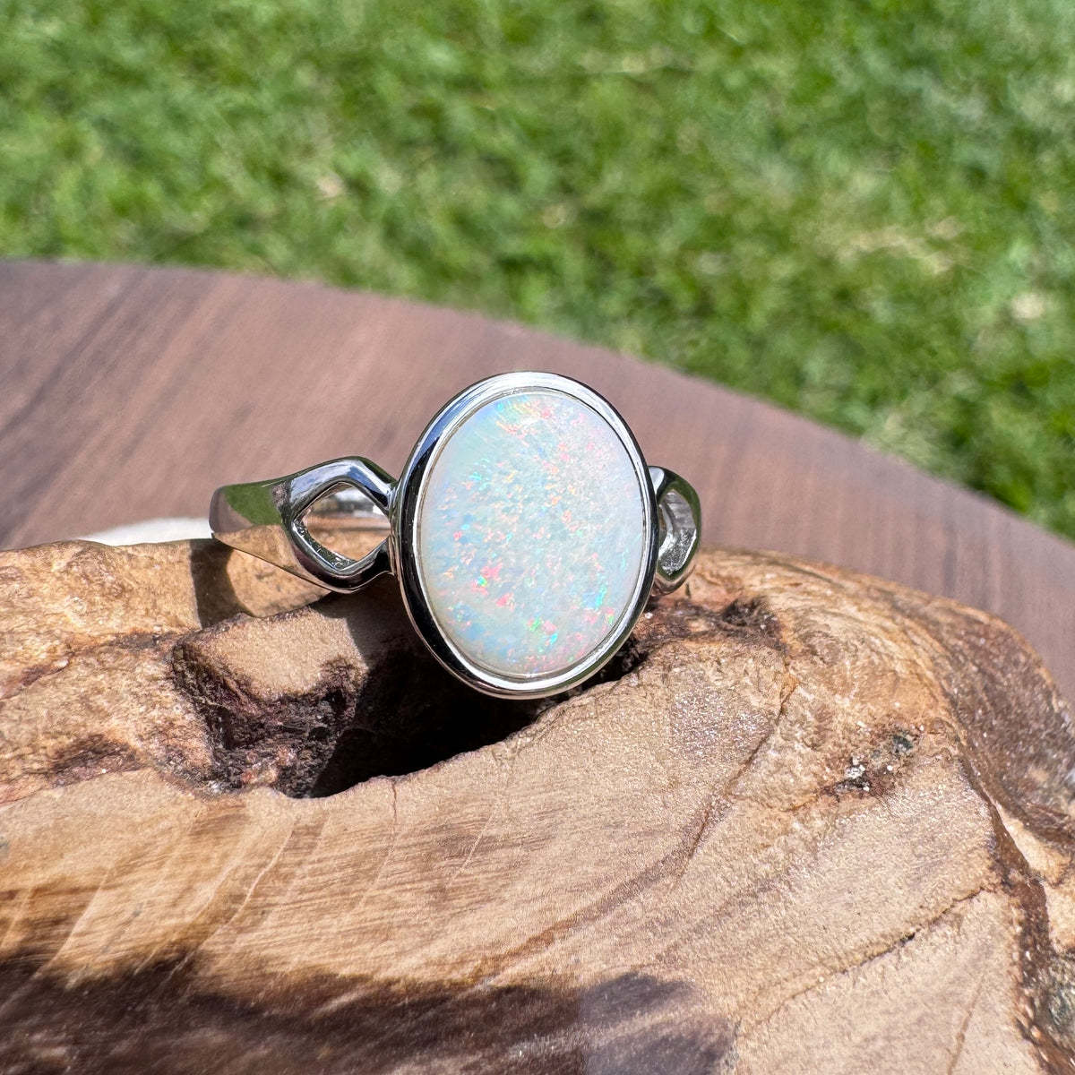 1.9ct Coober Pedy Opal Ring ~ 'Bicheno Fire' | 925 Sterling Silver | Solid Australian Opal