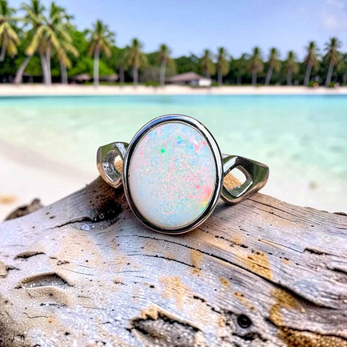 1.9ct Coober Pedy Opal Ring ~ 'Bicheno Fire' | 925 Sterling Silver | Solid Australian Opal