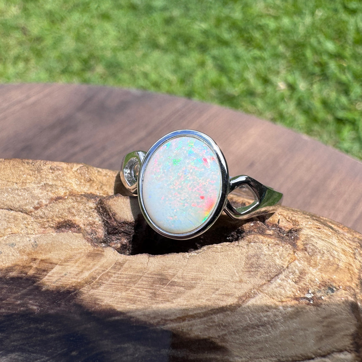 1.9ct Coober Pedy Opal Ring ~ 'Bicheno Fire' | 925 Sterling Silver | Solid Australian Opal