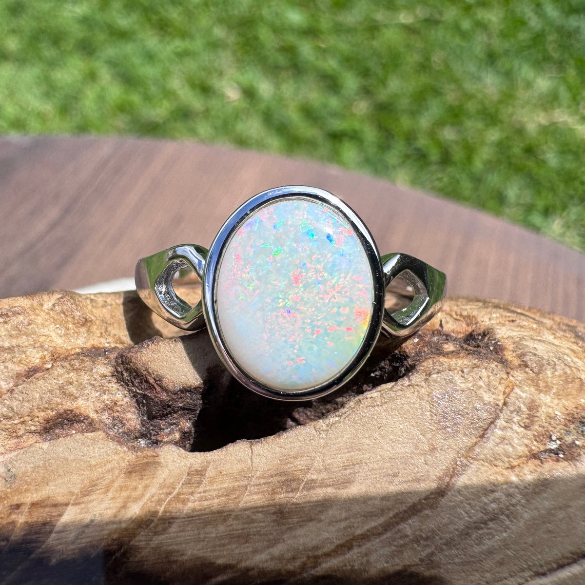 1.9ct Coober Pedy Opal Ring ~ 'Bicheno Fire' | 925 Sterling Silver | Solid Australian Opal