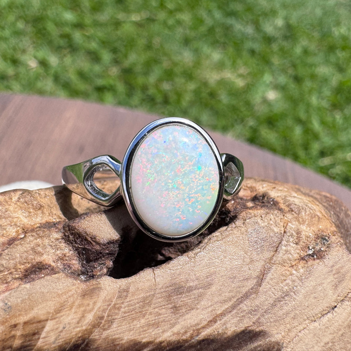 1.9ct Coober Pedy Opal Ring ~ 'Bicheno Fire' | 925 Sterling Silver | Solid Australian Opal