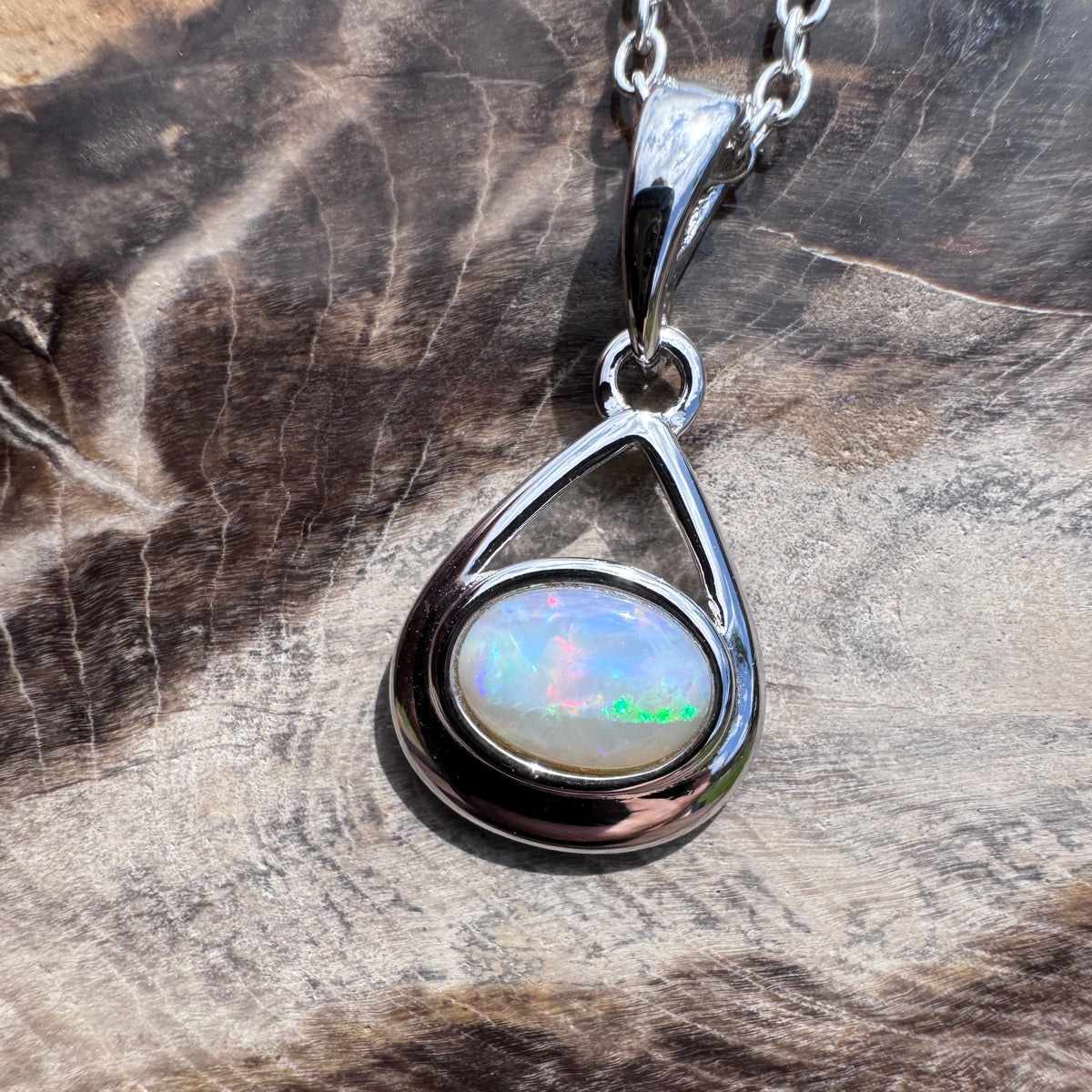 0.7ct Coober Pedy Opal Pendant Necklace ~ 'Wilpena Glow' | 925 Sterling Silver | Solid Australian Opal