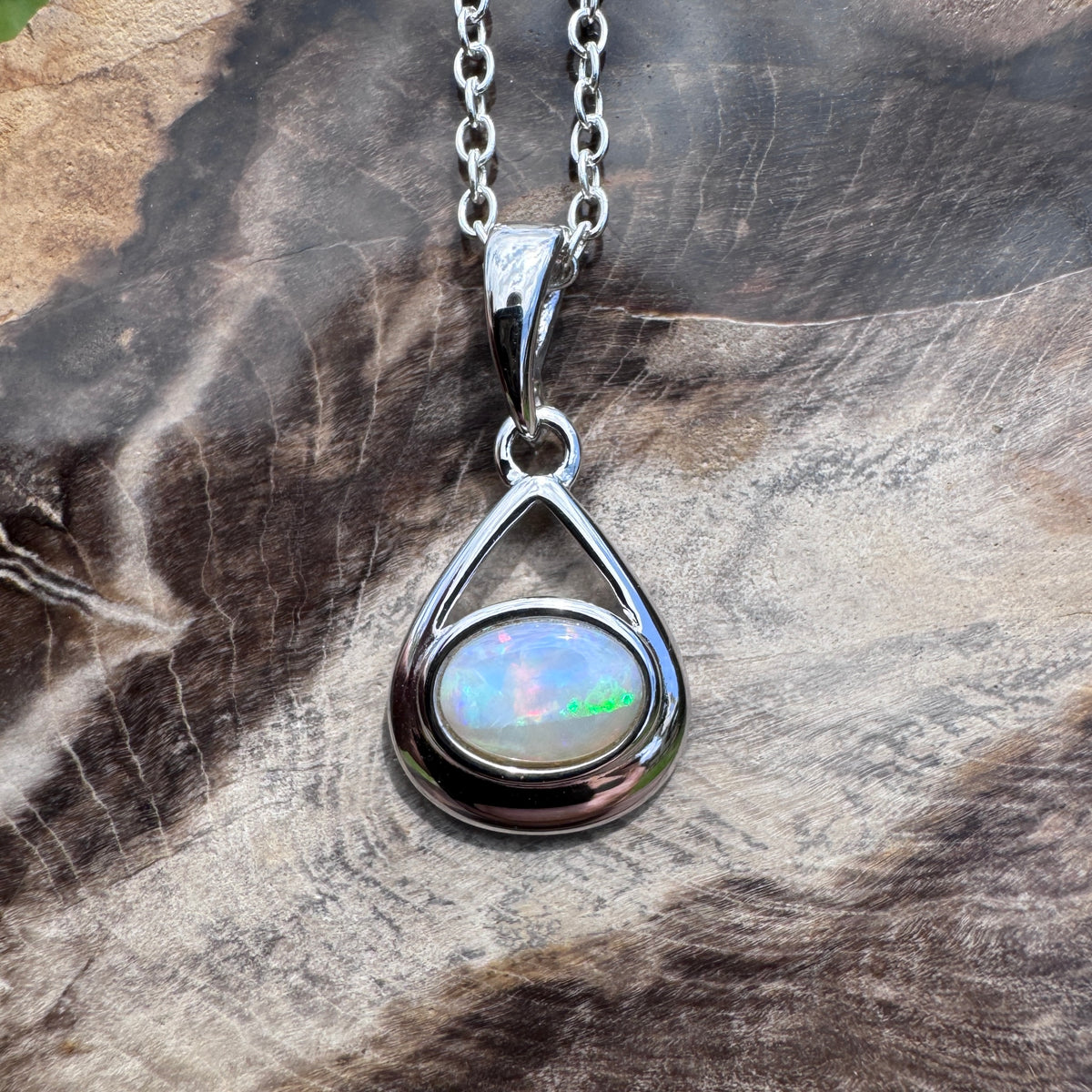 0.7ct Coober Pedy Opal Pendant Necklace ~ 'Wilpena Glow' | 925 Sterling Silver | Solid Australian Opal