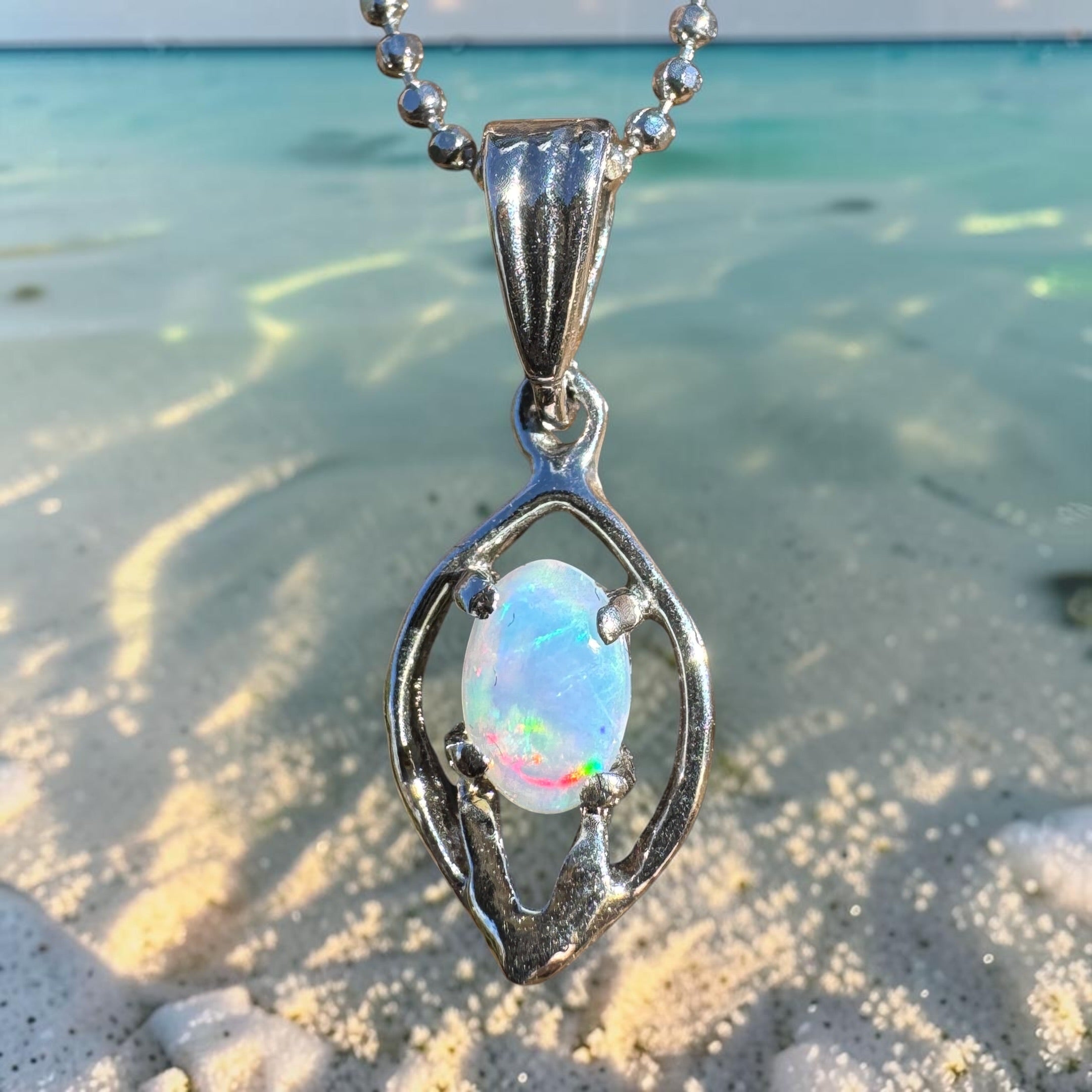 0.4ct Lightning Ridge Opal Pendant Necklace ~ 'Wallangulla Ember' | 925 Sterling Silver | Solid Australian Opal