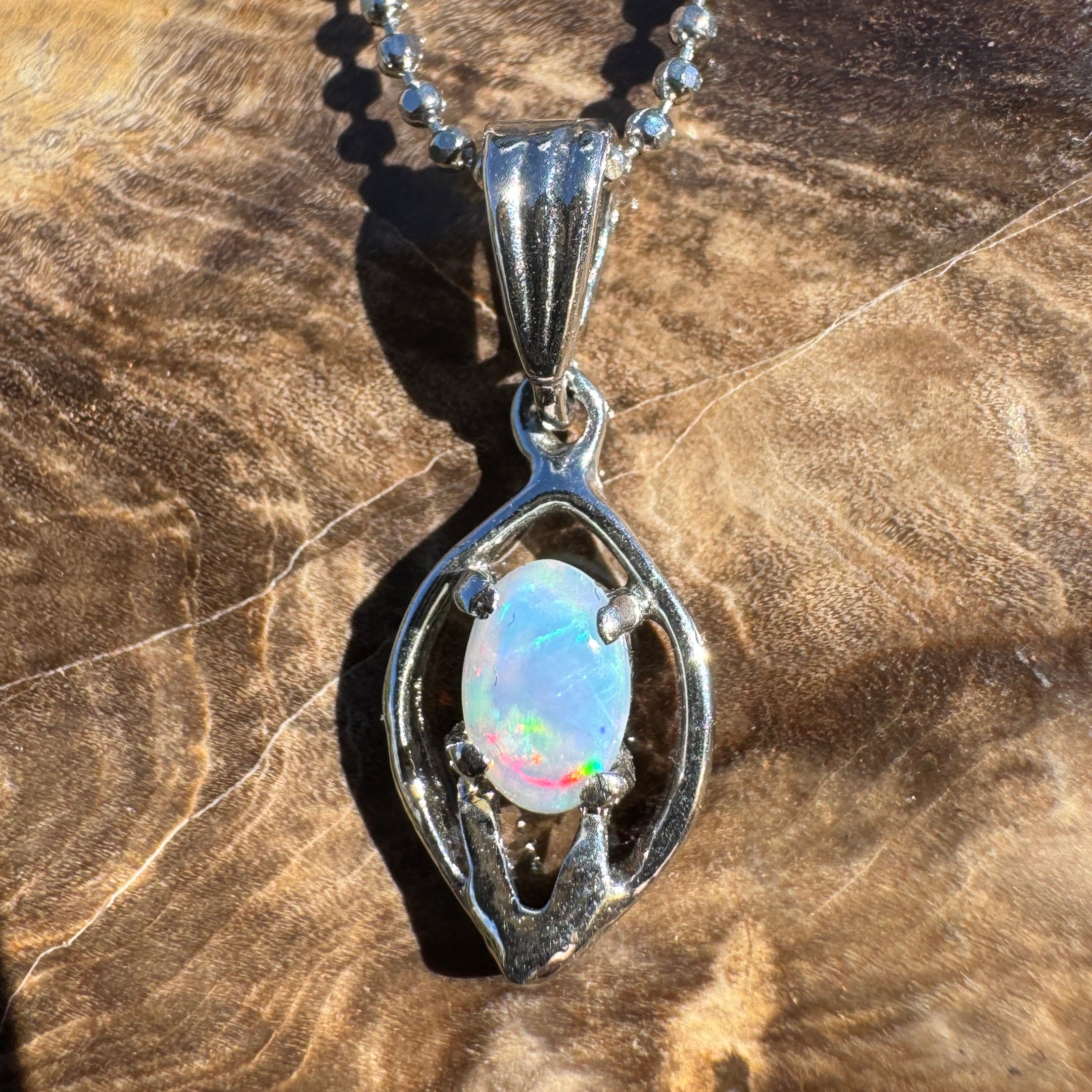 0.4ct Lightning Ridge Opal Pendant Necklace ~ 'Wallangulla Ember' | 925 Sterling Silver | Solid Australian Opal