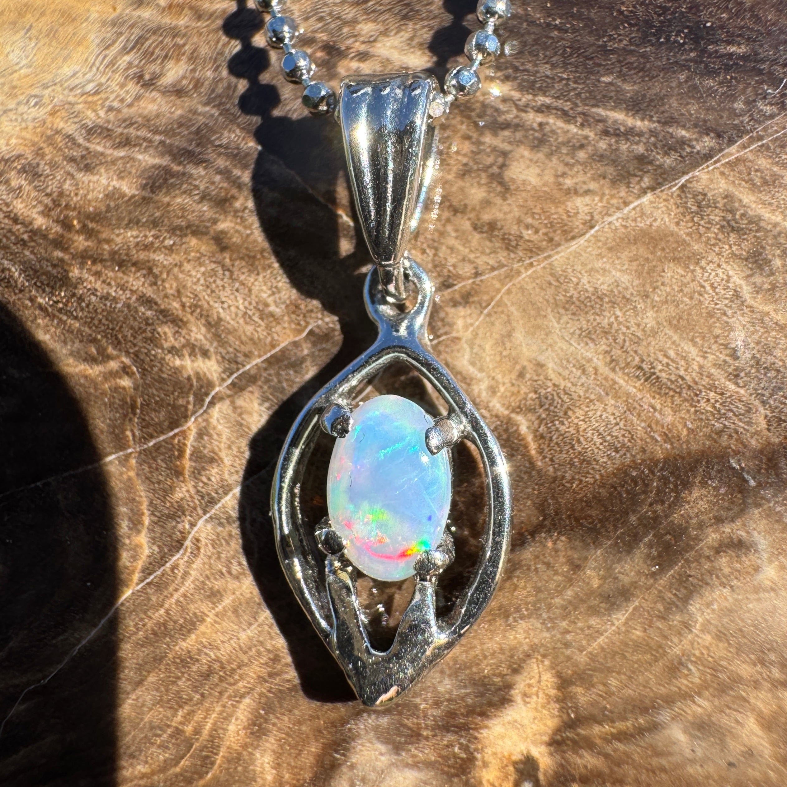 0.4ct Lightning Ridge Opal Pendant Necklace ~ 'Wallangulla Ember' | 925 Sterling Silver | Solid Australian Opal