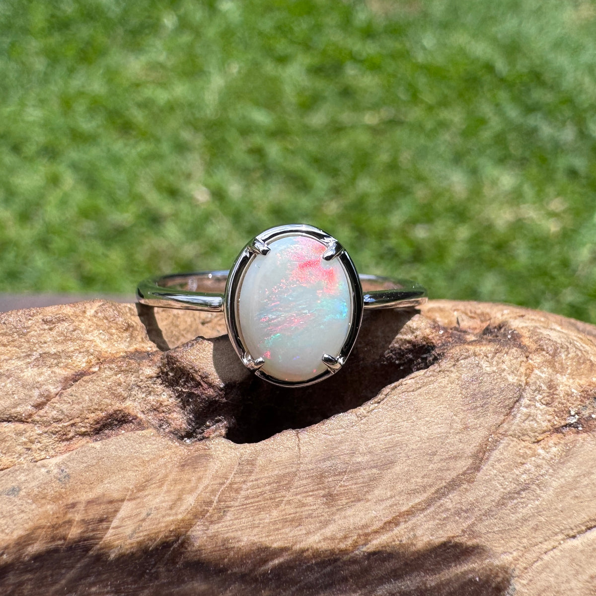 1.1ct Coober Pedy Opal Ring ~ 'Arkaroola Fire' | 925 Sterling Silver | Solid Australian Opal