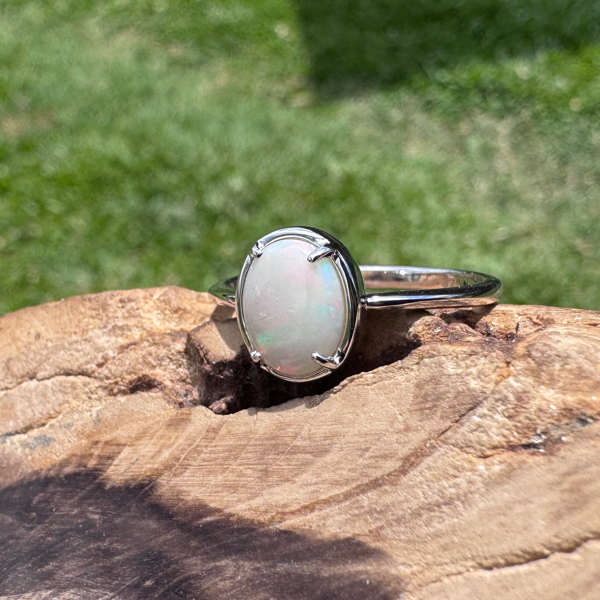 1.1ct Coober Pedy Opal Ring ~ 'Arkaroola Fire' | 925 Sterling Silver | Solid Australian Opal