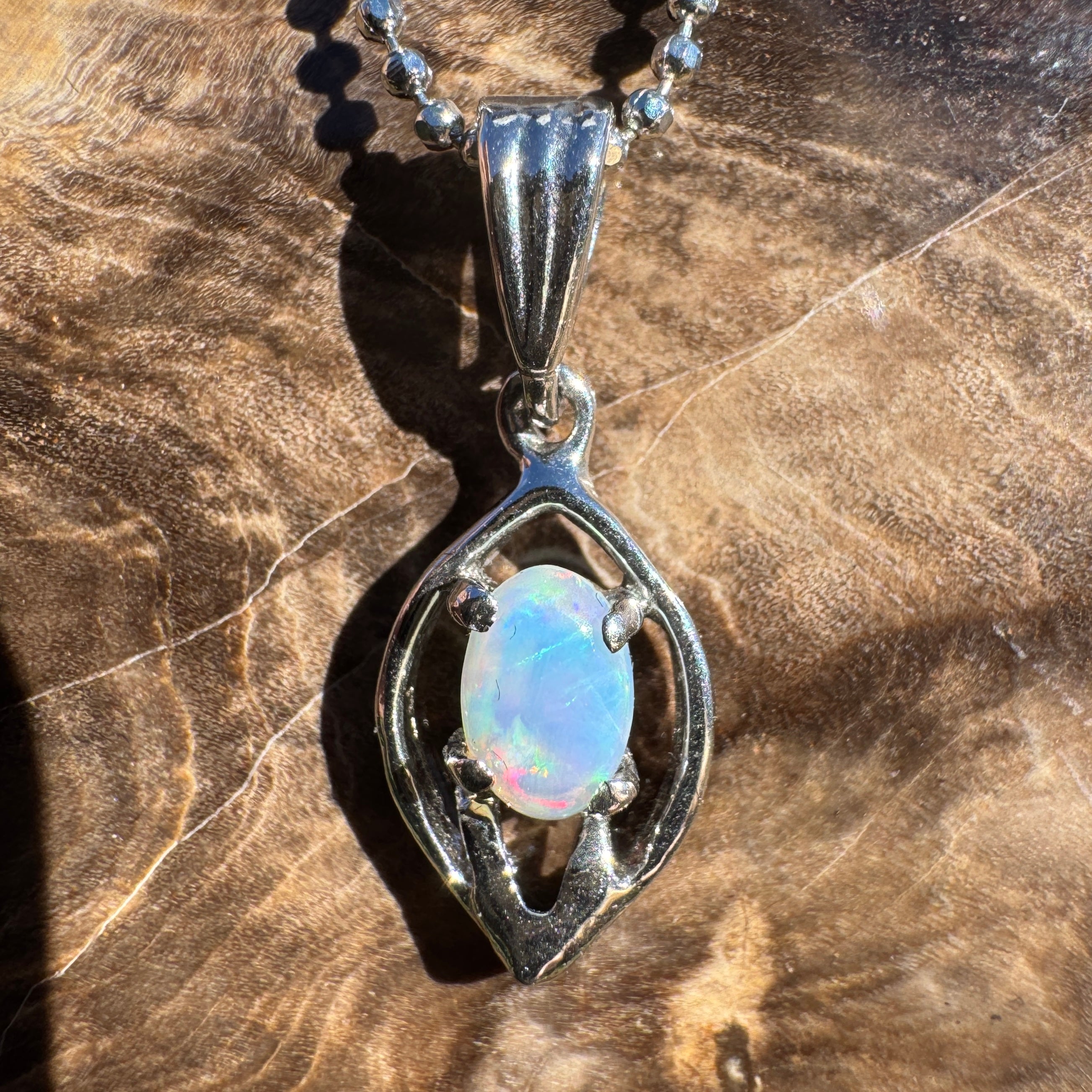 0.4ct Lightning Ridge Opal Pendant Necklace ~ 'Wallangulla Ember' | 925 Sterling Silver | Solid Australian Opal