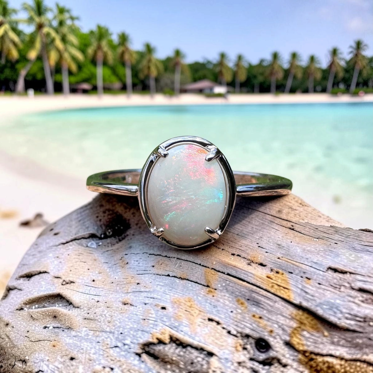 1.1ct Coober Pedy Opal Ring ~ 'Arkaroola Fire' | 925 Sterling Silver | Solid Australian Opal