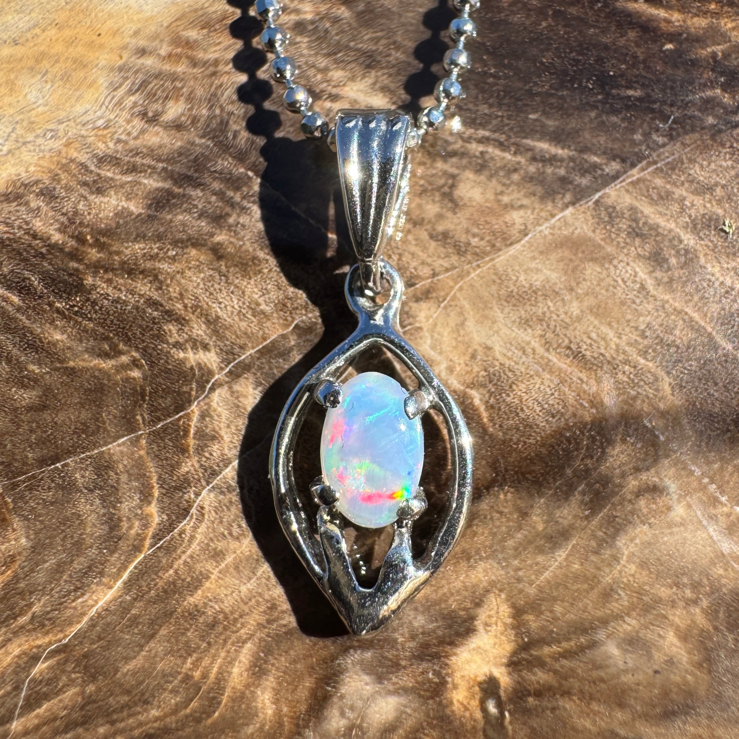 0.4ct Lightning Ridge Opal Pendant Necklace ~ 'Wallangulla Ember' | 925 Sterling Silver | Solid Australian Opal
