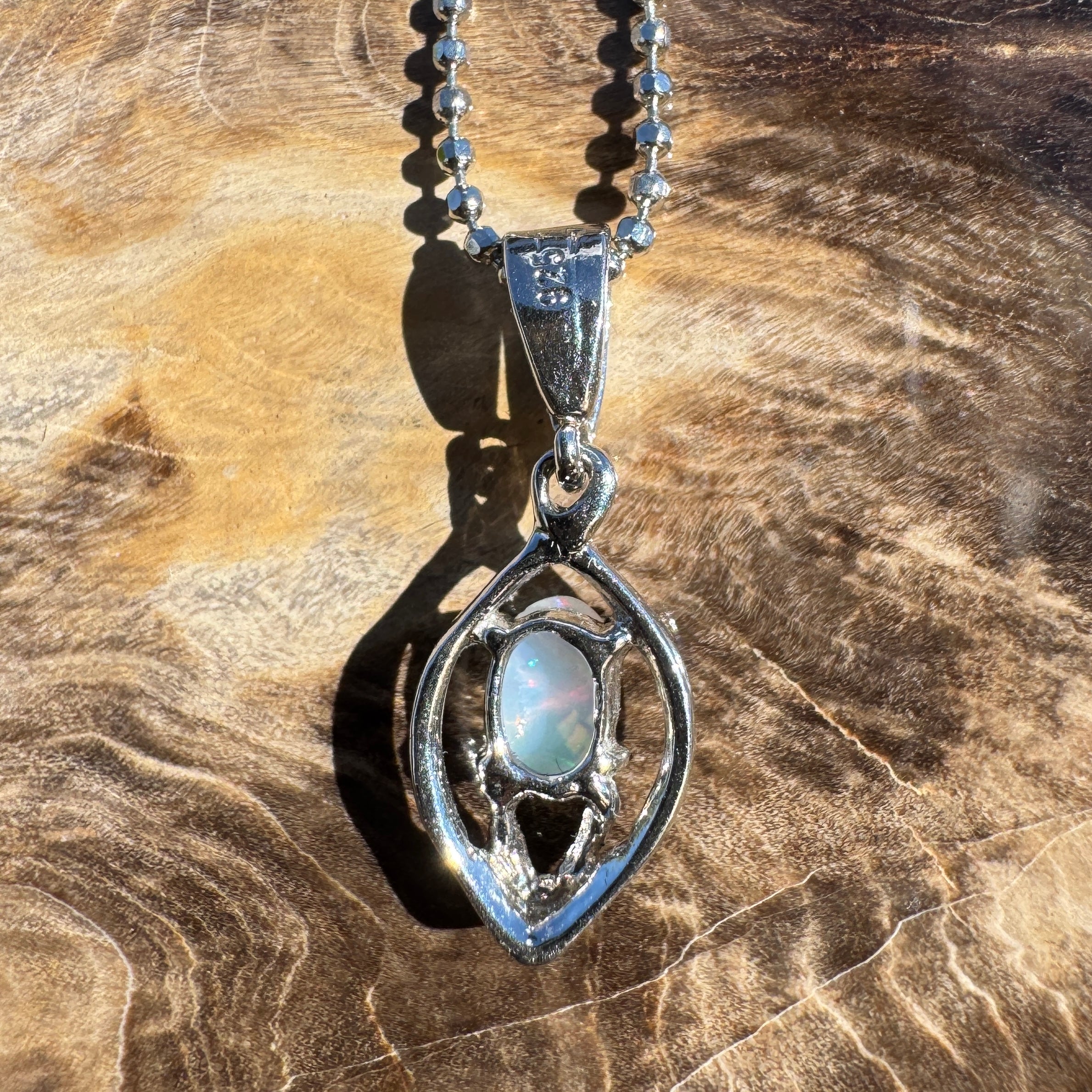0.4ct Lightning Ridge Opal Pendant Necklace ~ 'Wallangulla Ember' | 925 Sterling Silver | Solid Australian Opal