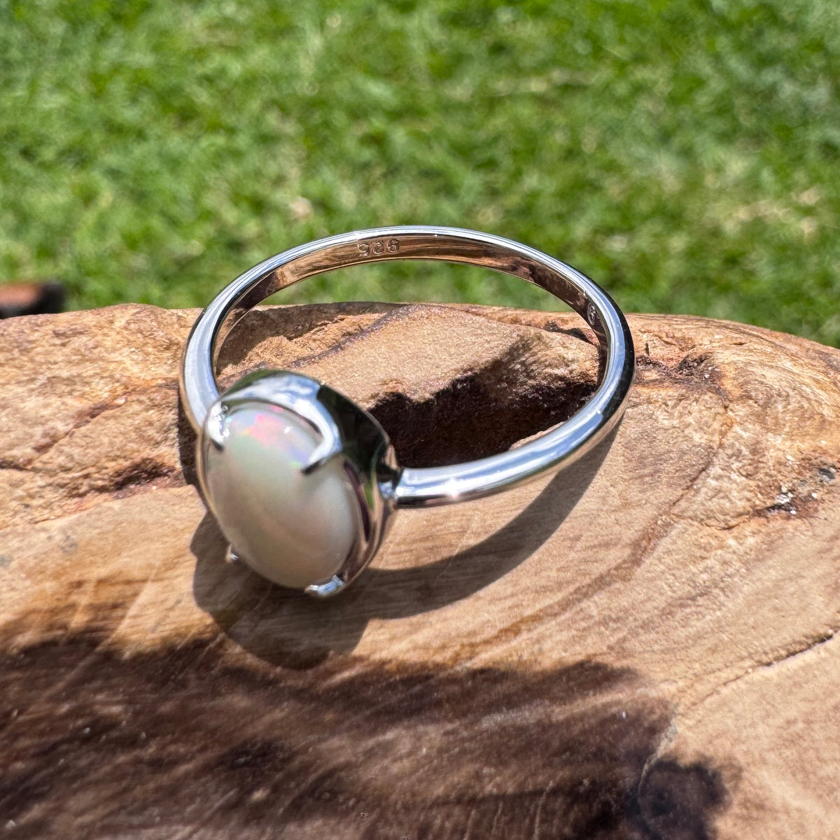 1.1ct Coober Pedy Opal Ring ~ 'Arkaroola Fire' | 925 Sterling Silver | Solid Australian Opal