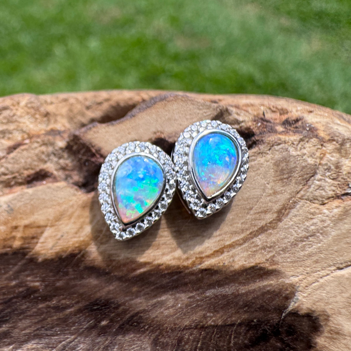 0.8ct Lightning Ridge Opal Stud Earrings ~ 'Mindil Beach Glow' | 925 Sterling Silver | Solid Australian Opal