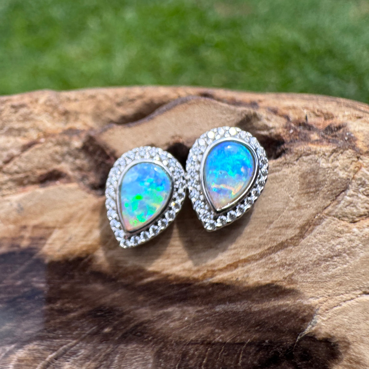 0.8ct Lightning Ridge Opal Stud Earrings ~ 'Mindil Beach Glow' | 925 Sterling Silver | Solid Australian Opal
